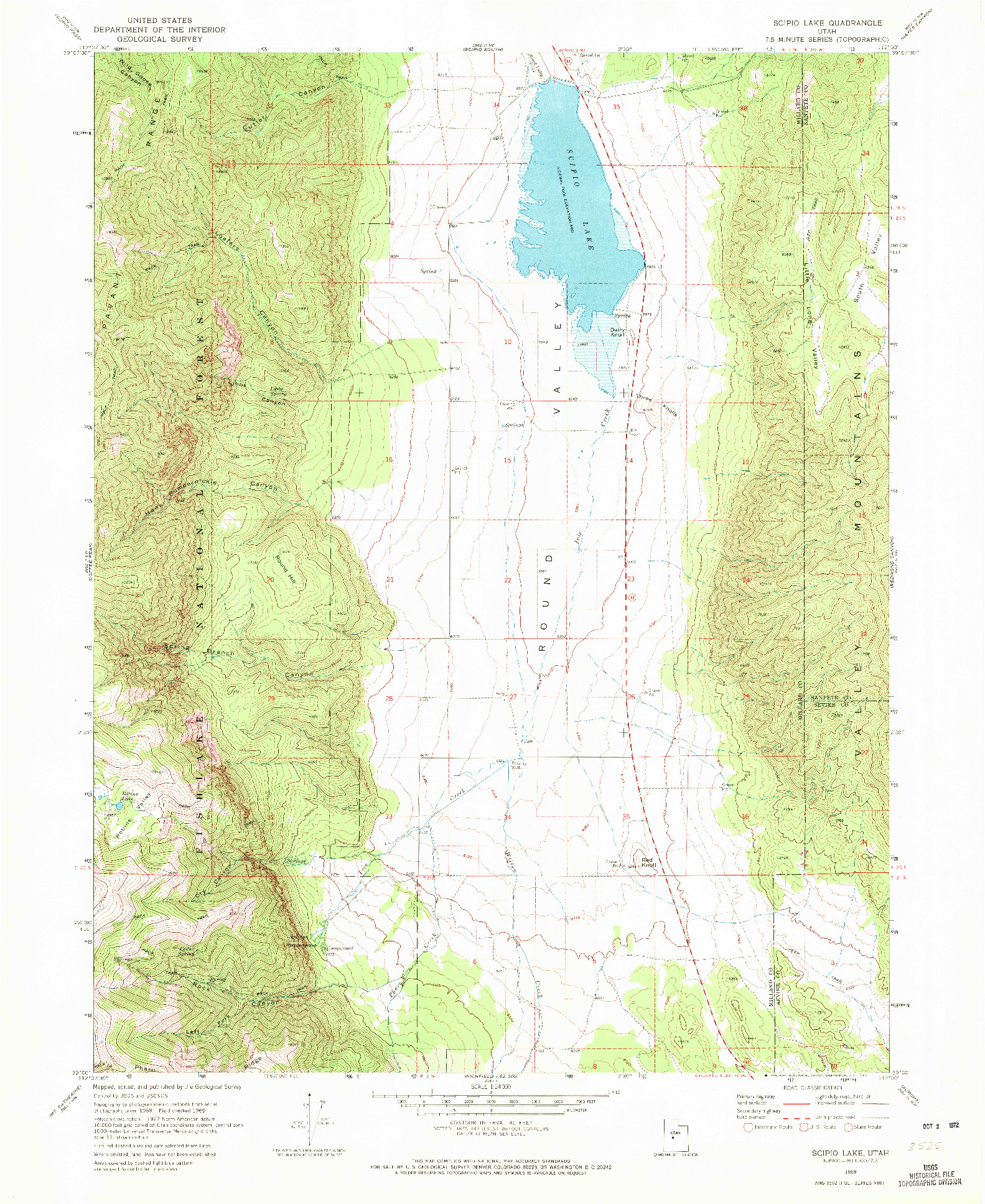 USGS 1:24000-SCALE QUADRANGLE FOR SCIPIO LAKE, UT 1969