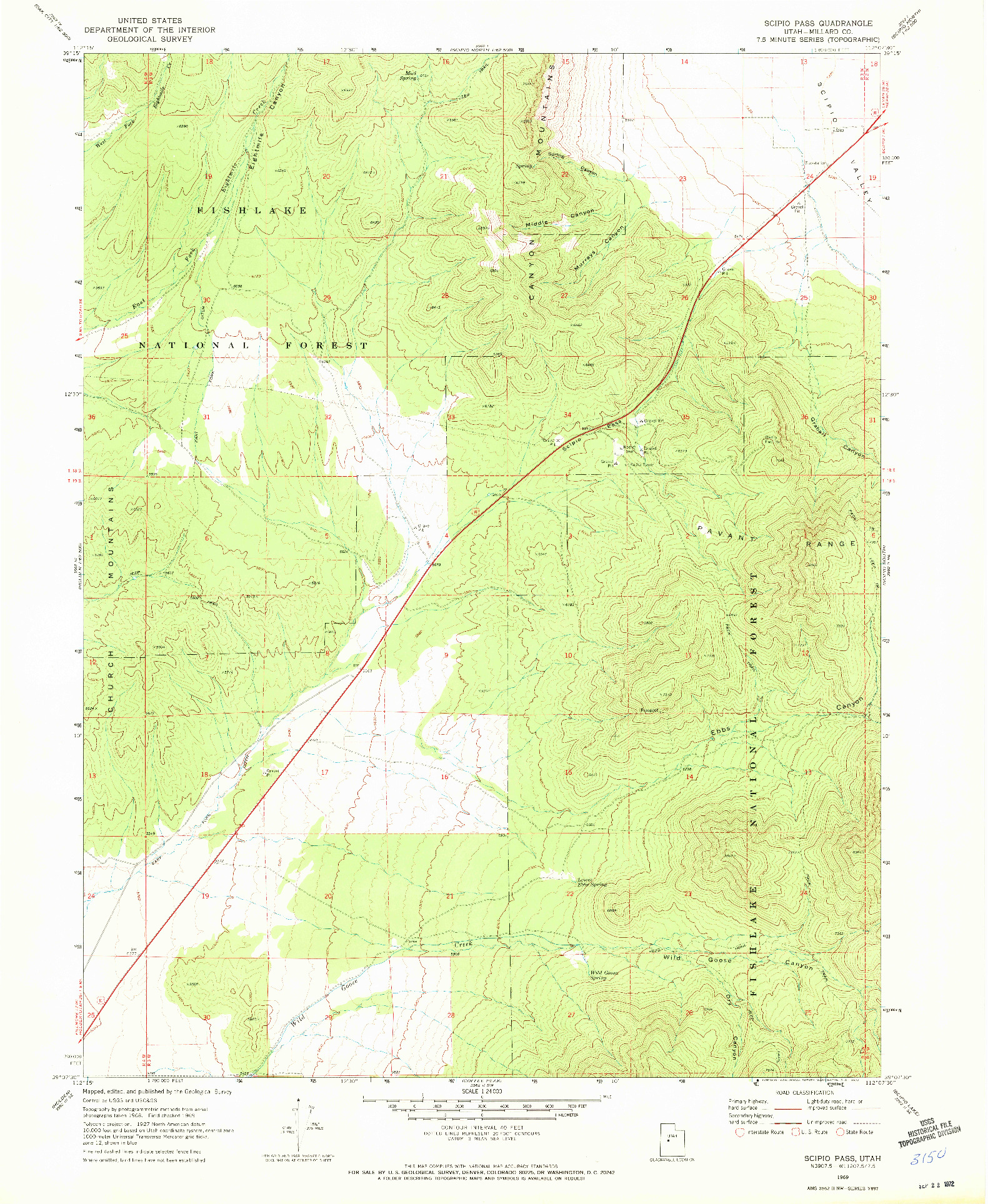 USGS 1:24000-SCALE QUADRANGLE FOR SCIPIO PASS, UT 1969