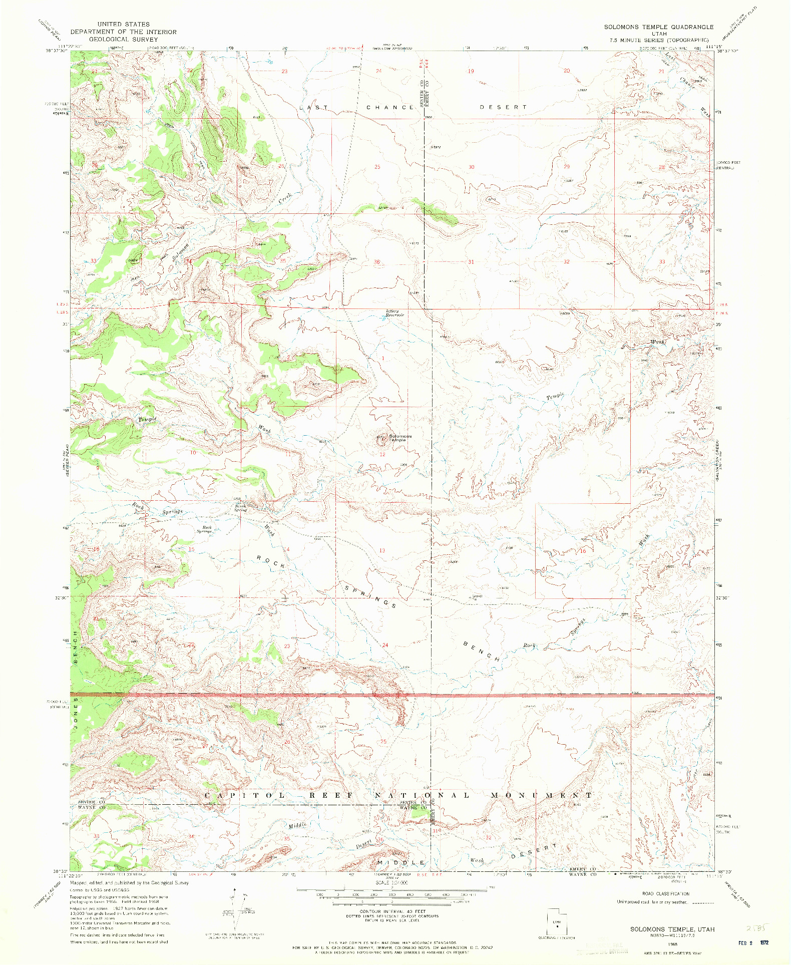 USGS 1:24000-SCALE QUADRANGLE FOR SOLOMONS TEMPLE, UT 1968