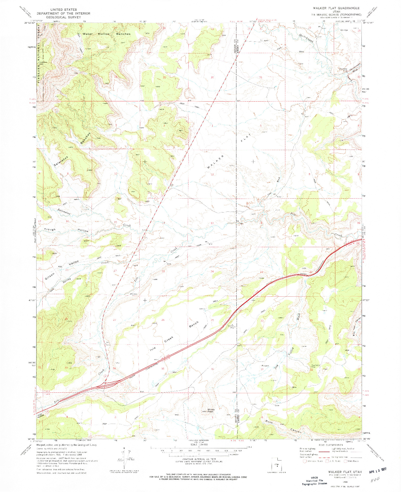 USGS 1:24000-SCALE QUADRANGLE FOR WALKER FLAT, UT 1968