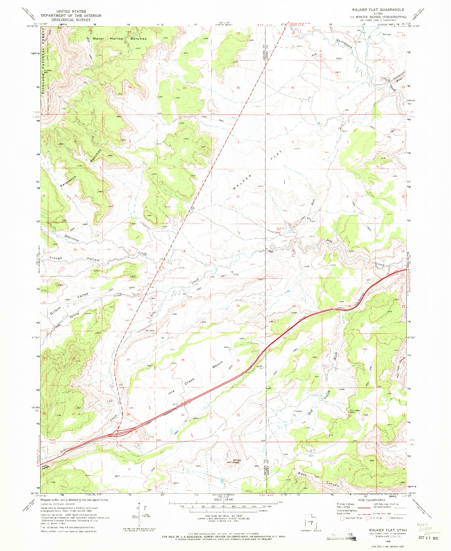 USGS 1:24000-SCALE QUADRANGLE FOR WALKER FLAT, UT 1968