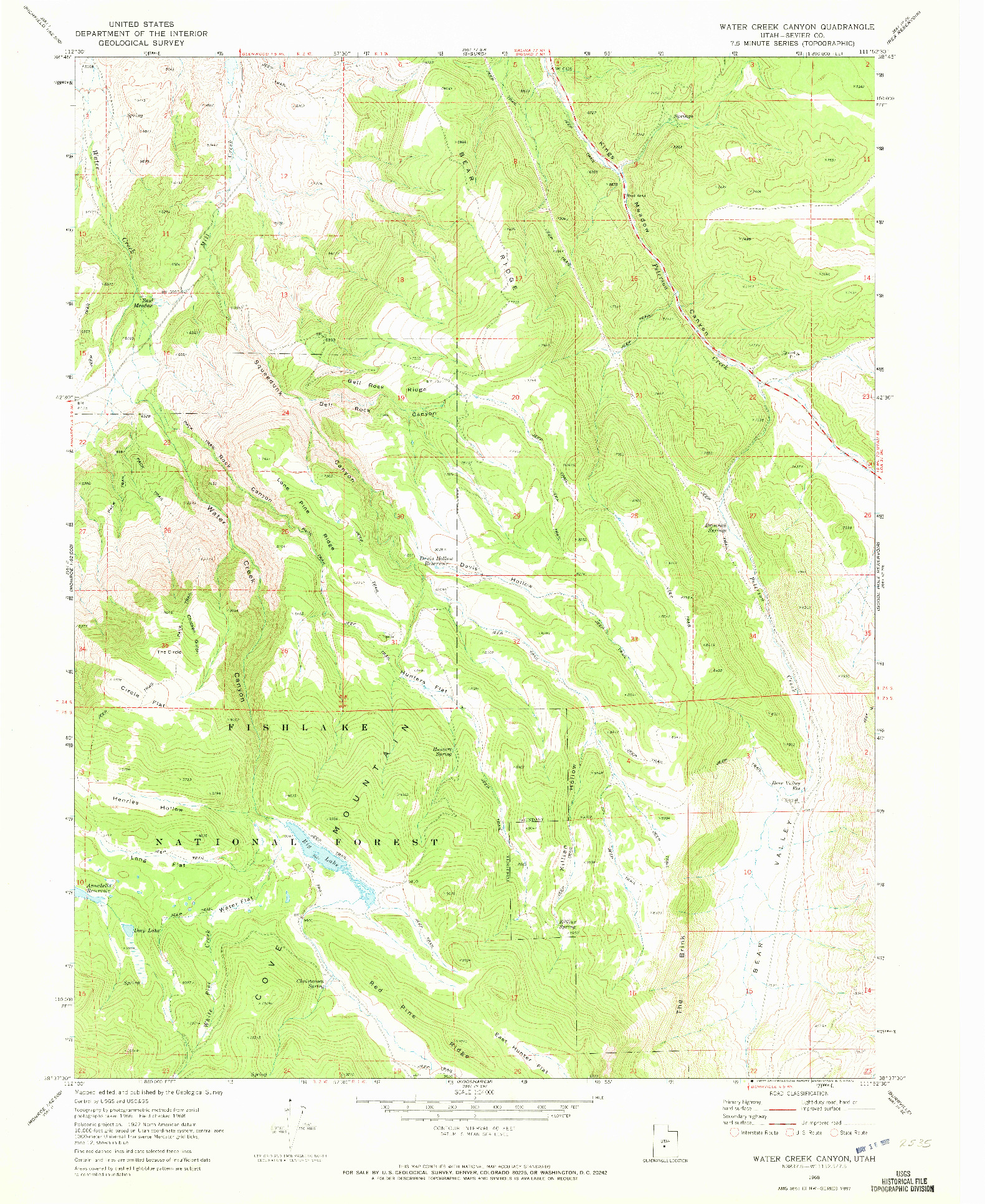 USGS 1:24000-SCALE QUADRANGLE FOR WATER CREEK CANYON, UT 1968