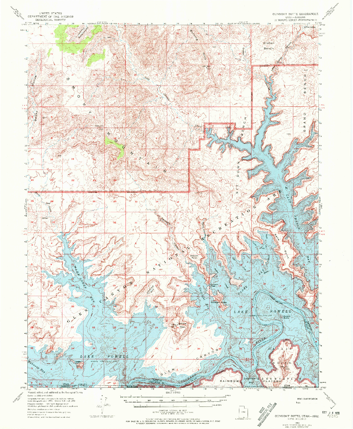 USGS 1:62500-SCALE QUADRANGLE FOR GUNSIGHT BUTTE, UT 1953