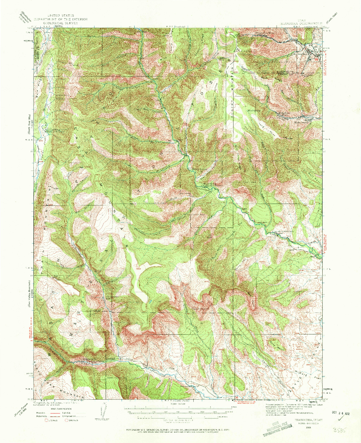 USGS 1:62500-SCALE QUADRANGLE FOR HIAWATHA, UT 1923