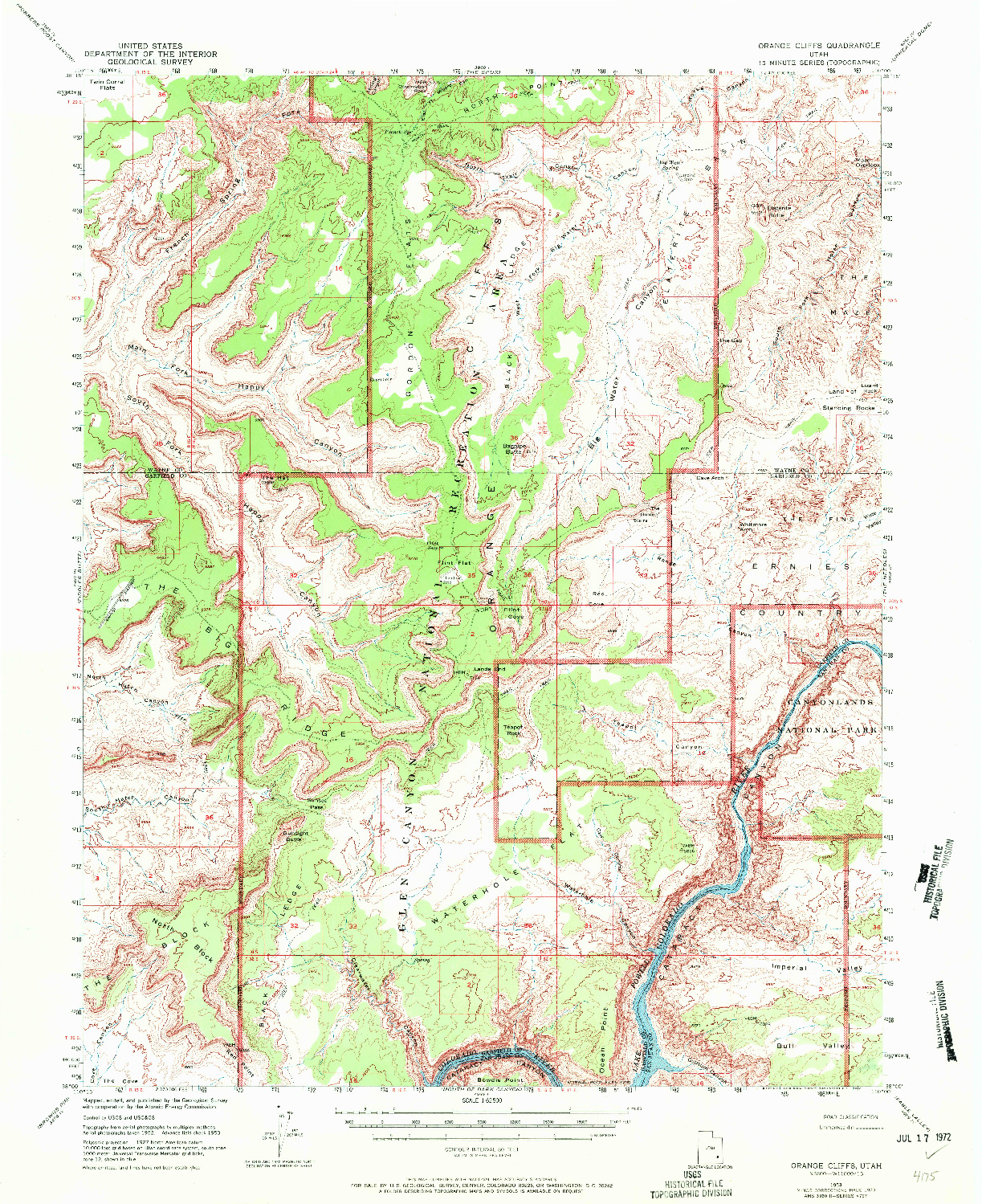 USGS 1:62500-SCALE QUADRANGLE FOR ORANGE CLIFFS, UT 1953