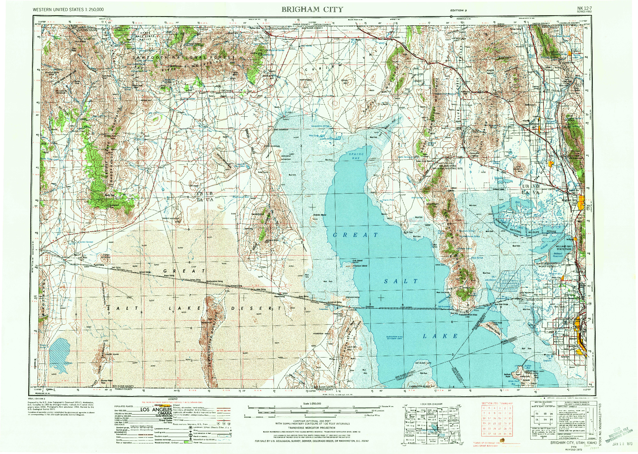 USGS 1:250000-SCALE QUADRANGLE FOR BRIGHAM CITY, UT 1954