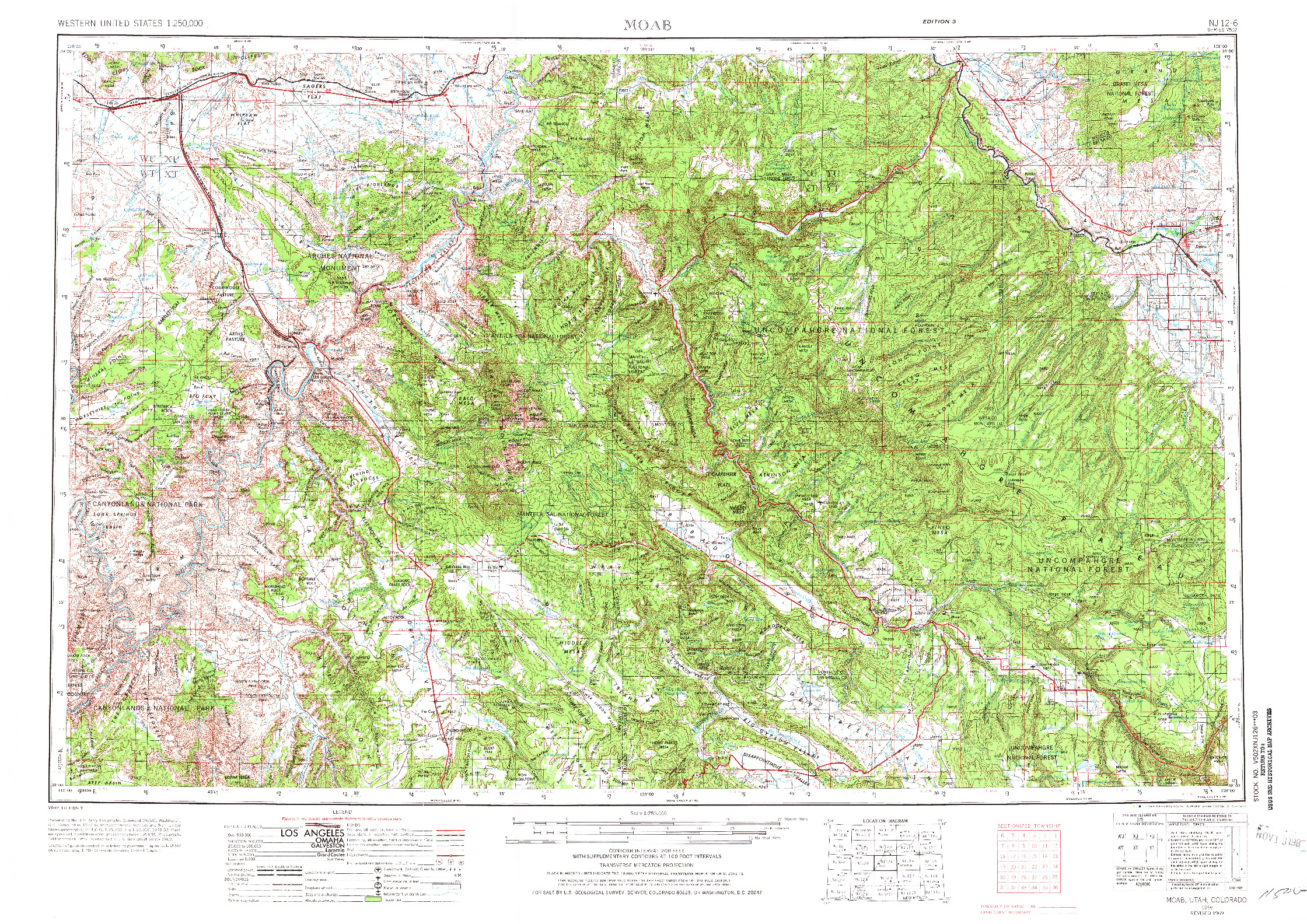 USGS 1:250000-SCALE QUADRANGLE FOR MOAB, UT 1956