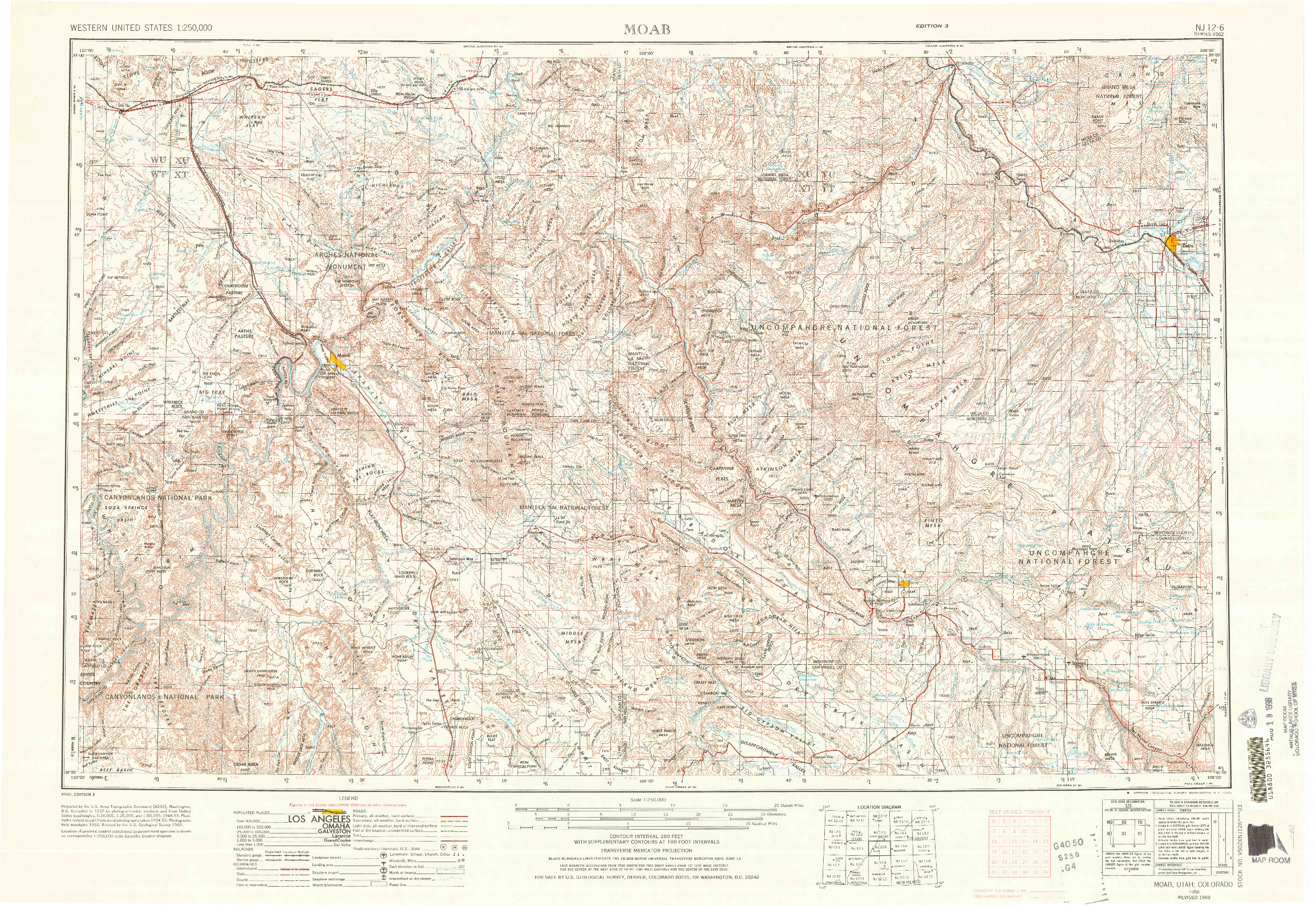 USGS 1:250000-SCALE QUADRANGLE FOR MOAB, UT 1956