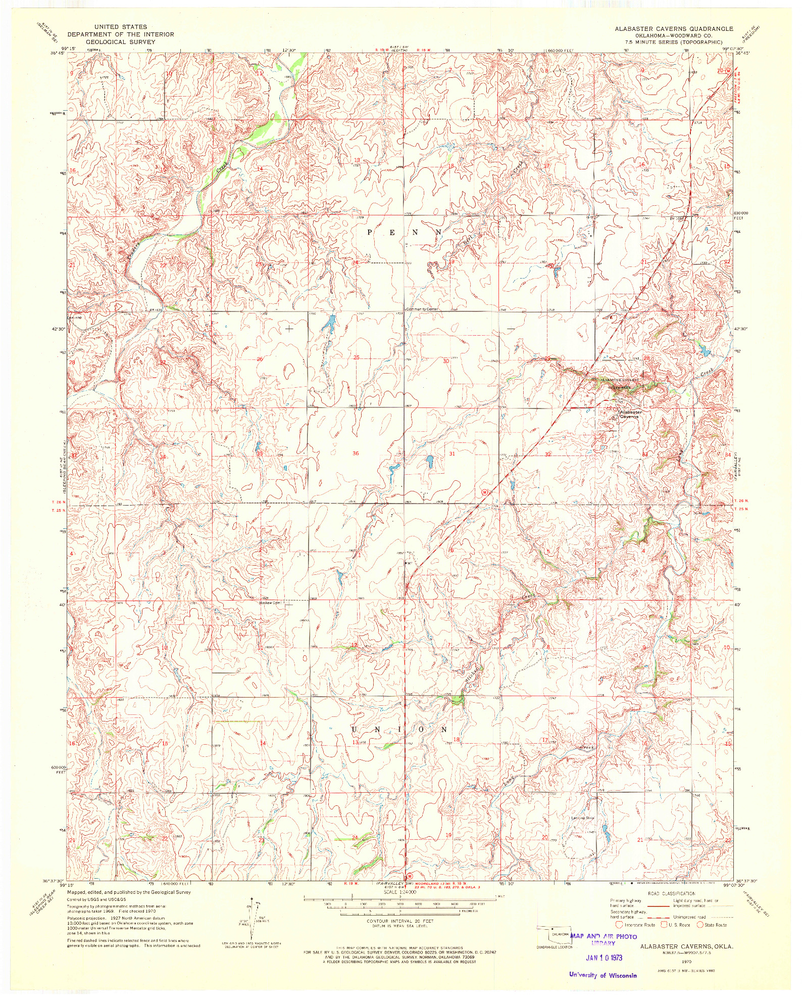 USGS 1:24000-SCALE QUADRANGLE FOR ALABASTER CAVERNS, OK 1970