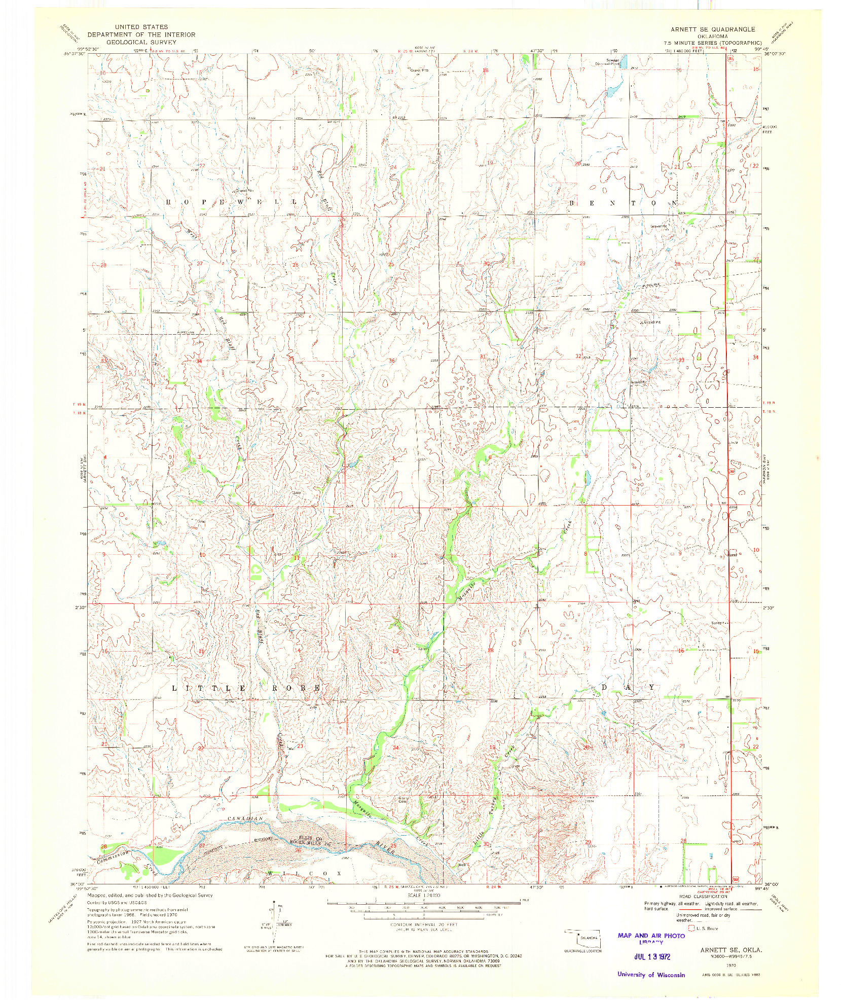 USGS 1:24000-SCALE QUADRANGLE FOR ARNETT SE, OK 1970