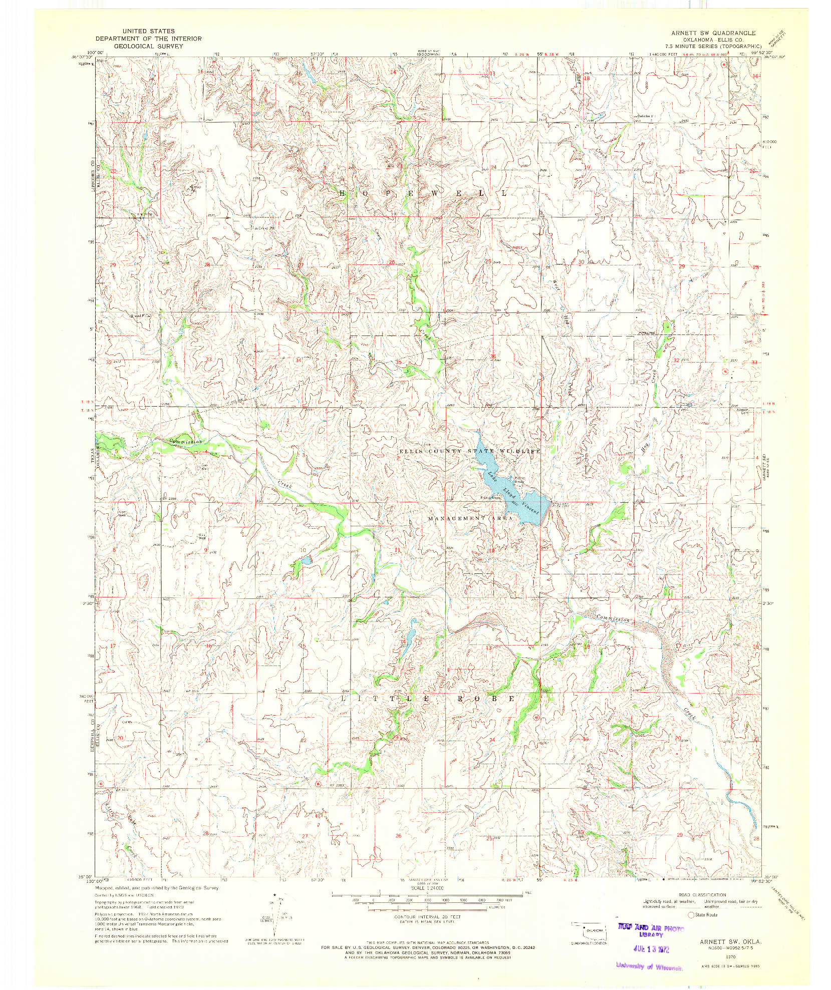 USGS 1:24000-SCALE QUADRANGLE FOR ARNETT SW, OK 1970