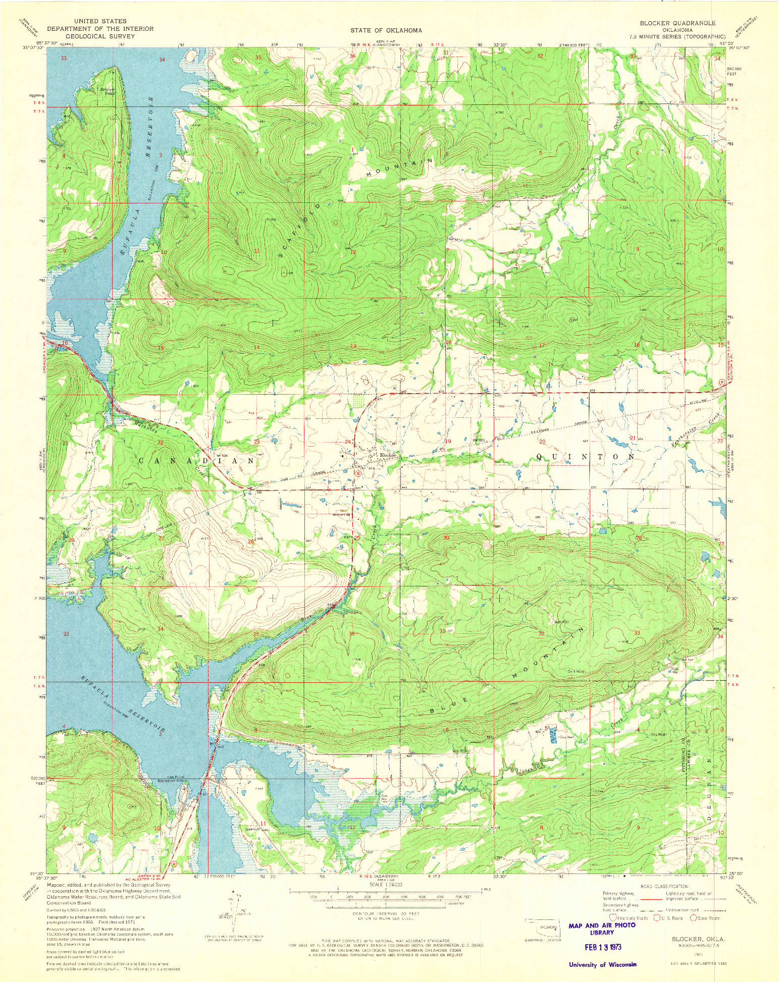 USGS 1:24000-SCALE QUADRANGLE FOR BLOCKER, OK 1971