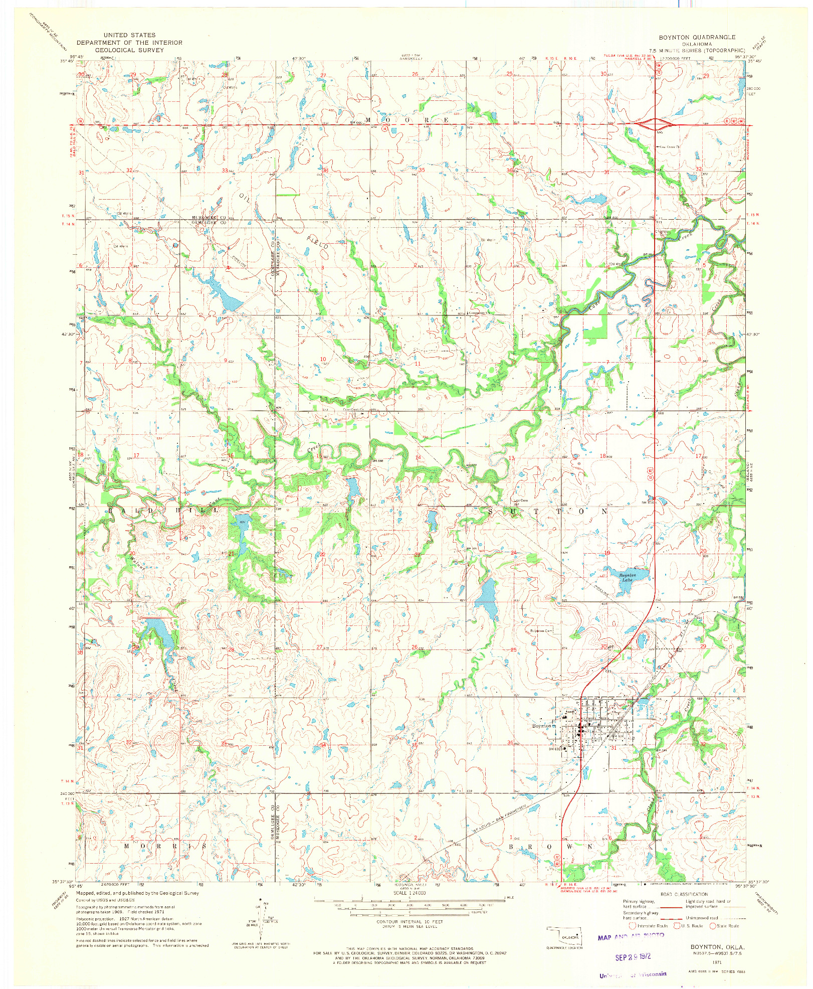 USGS 1:24000-SCALE QUADRANGLE FOR BOYNTON, OK 1971