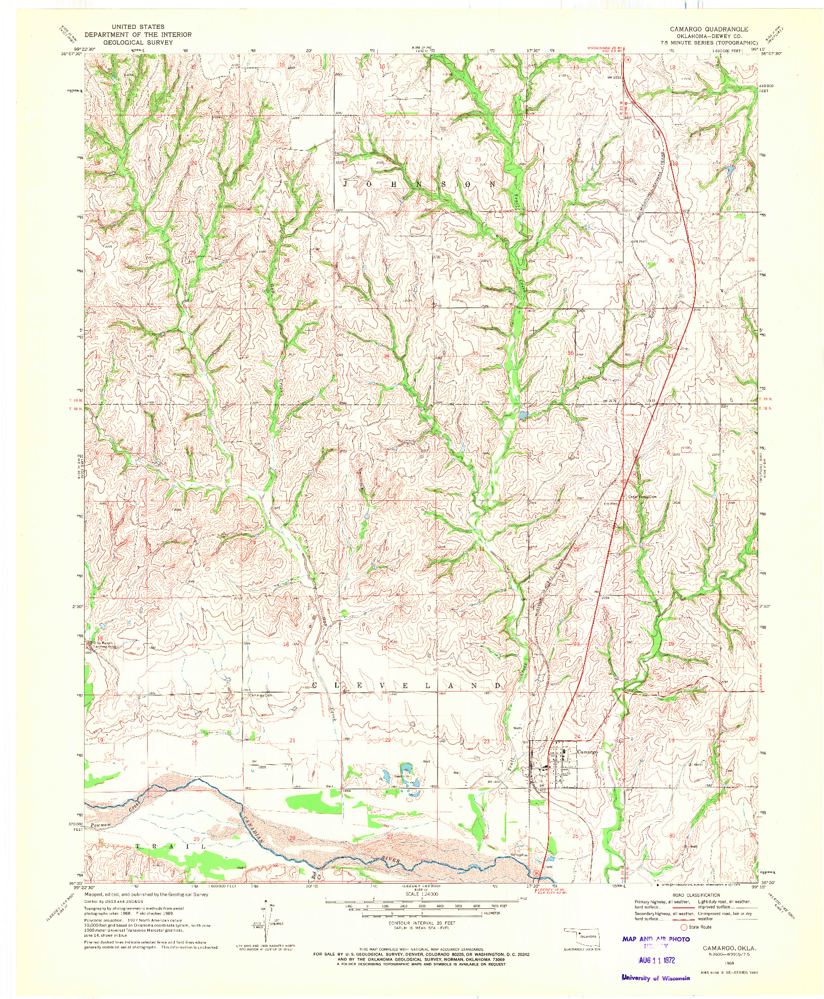 USGS 1:24000-SCALE QUADRANGLE FOR CAMARGO, OK 1969
