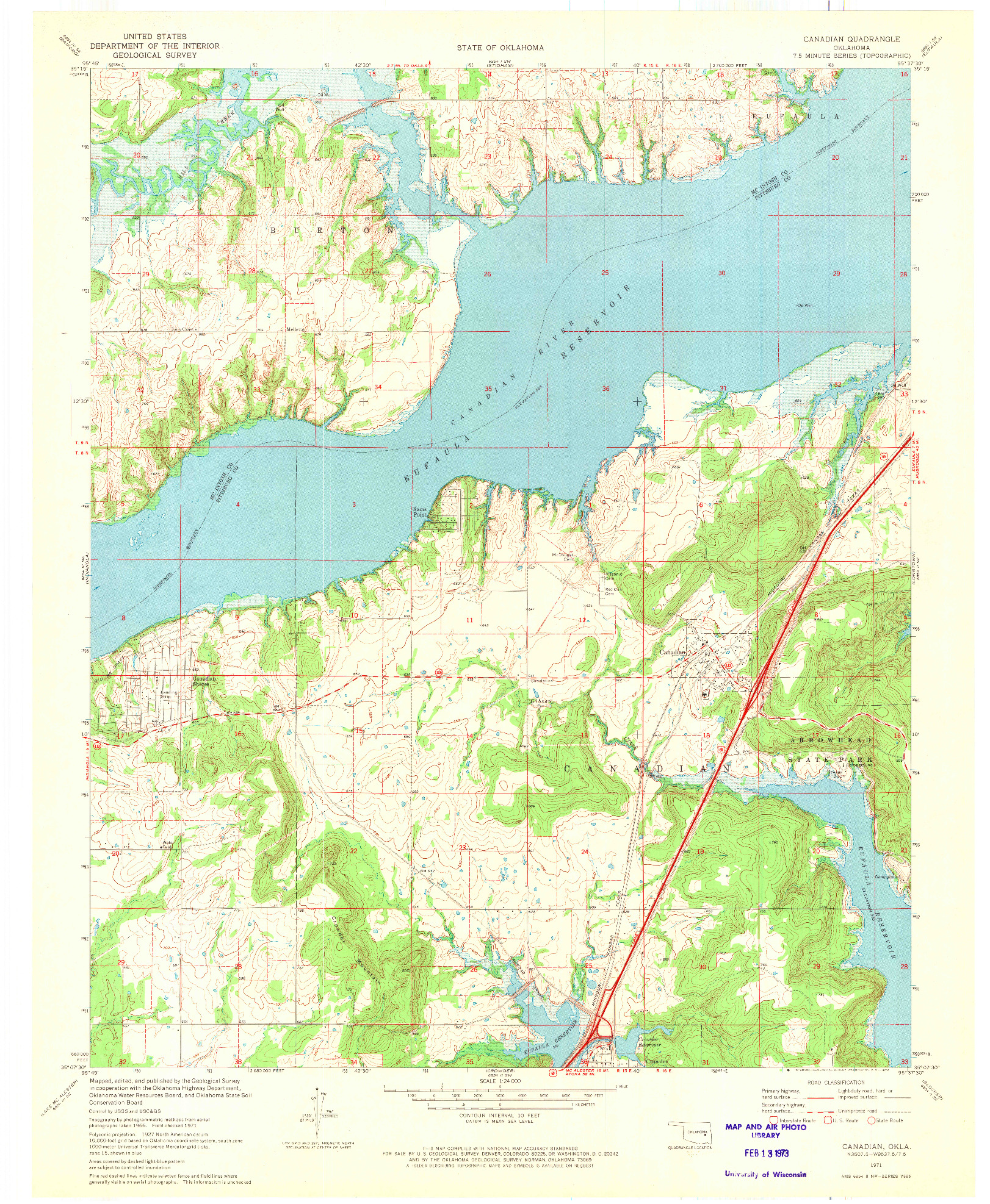 USGS 1:24000-SCALE QUADRANGLE FOR CANADIAN, OK 1971