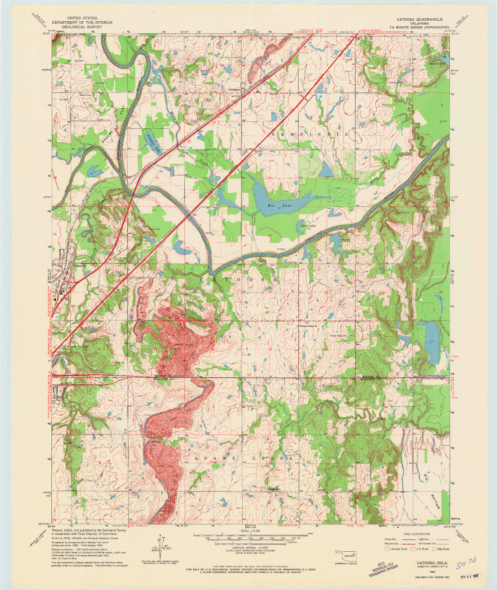 USGS 1:24000-SCALE QUADRANGLE FOR CATOOSA, OK 1963