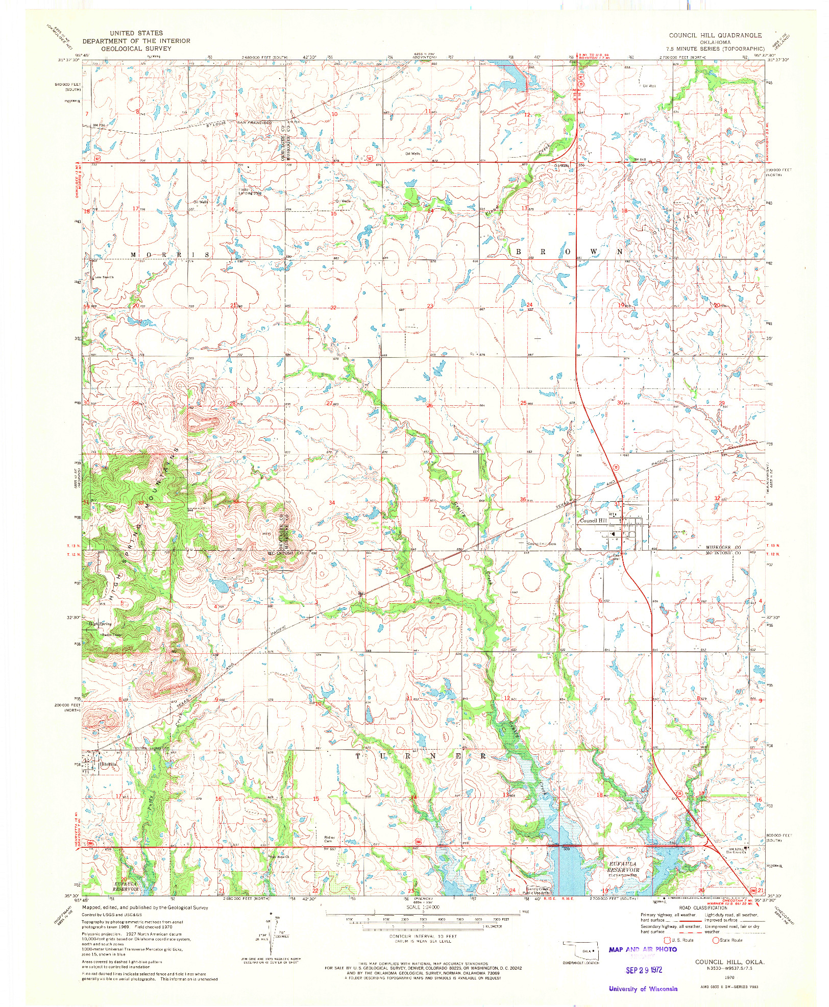USGS 1:24000-SCALE QUADRANGLE FOR COUNCIL HILL, OK 1970