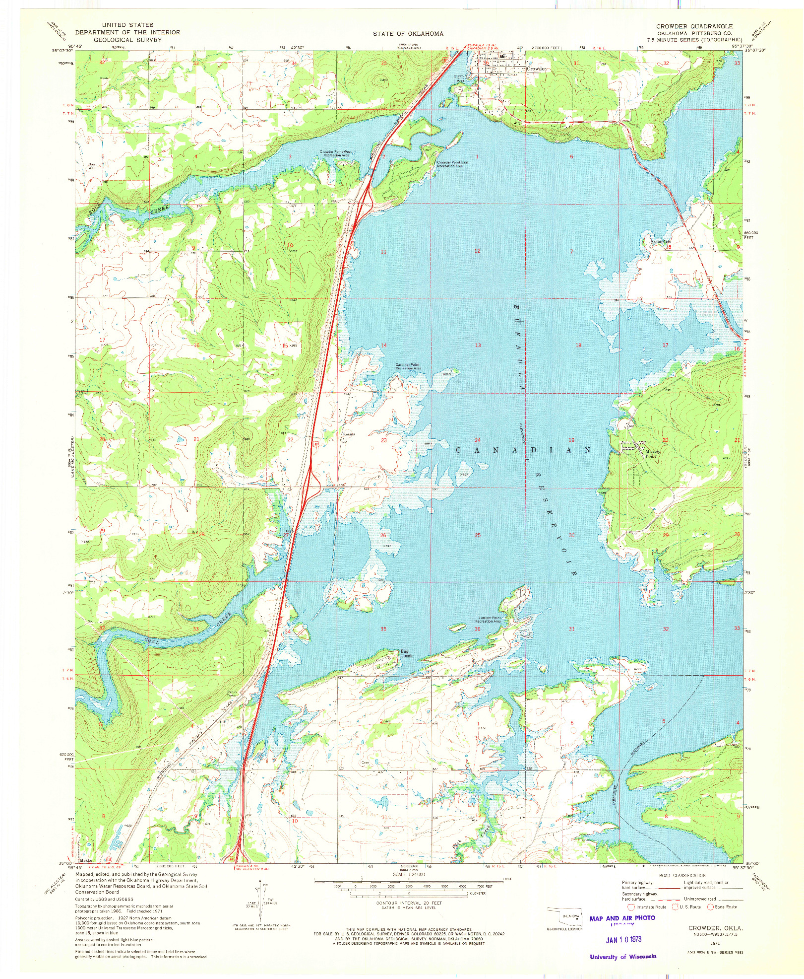 USGS 1:24000-SCALE QUADRANGLE FOR CROWDER, OK 1971