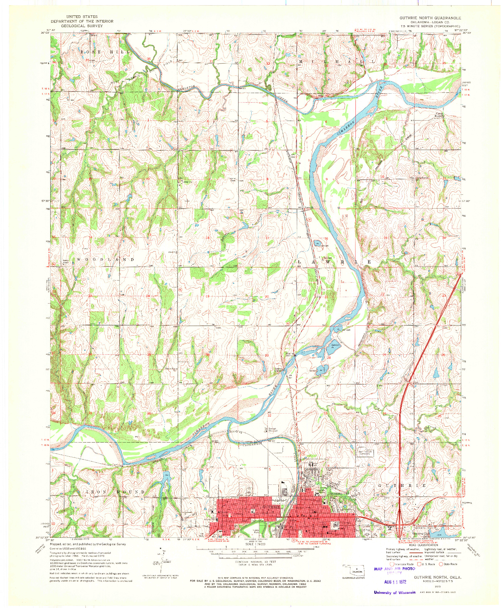 USGS 1:24000-SCALE QUADRANGLE FOR GUTHRIE NORTH, OK 1970