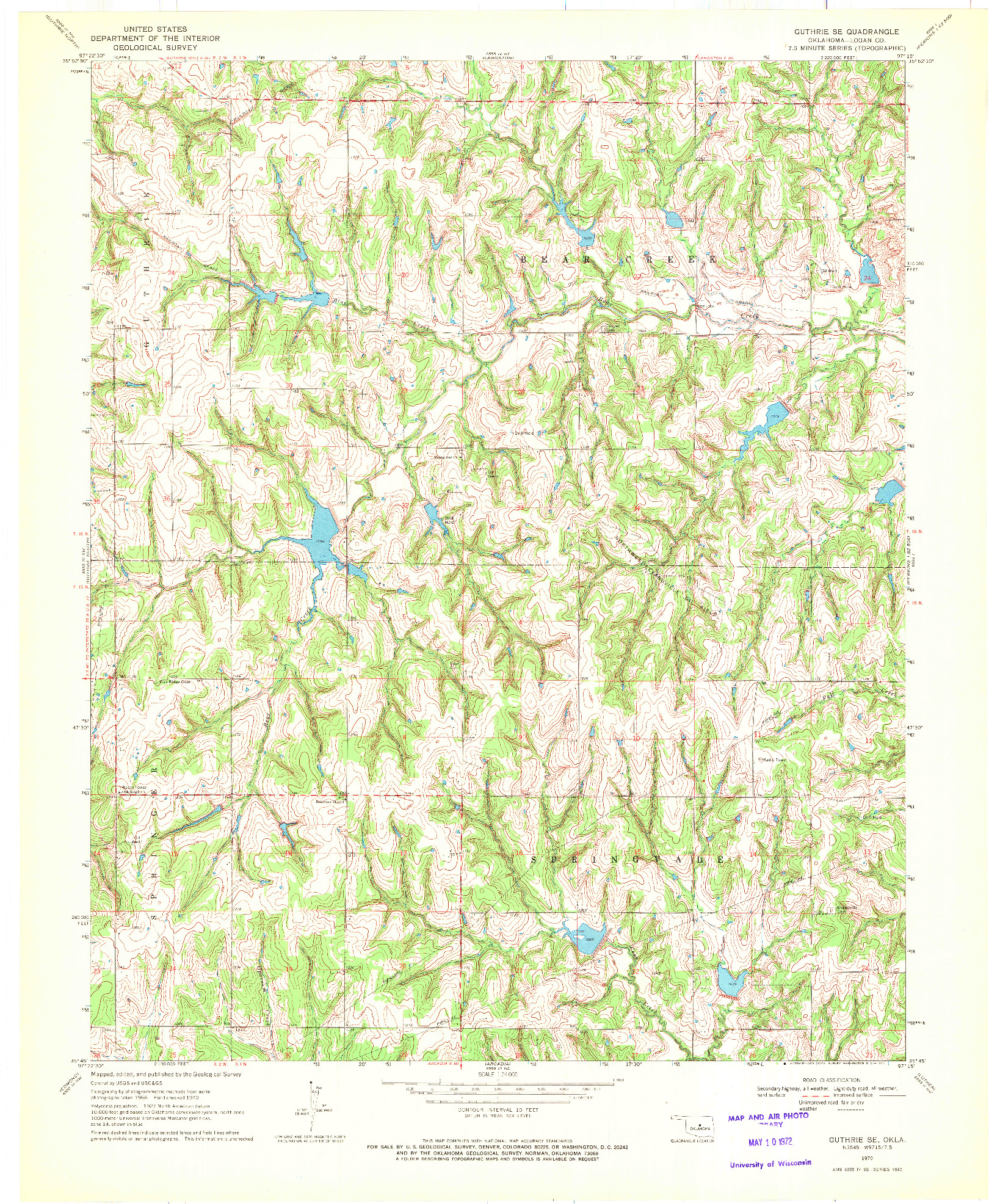 USGS 1:24000-SCALE QUADRANGLE FOR GUTHRIE SE, OK 1970
