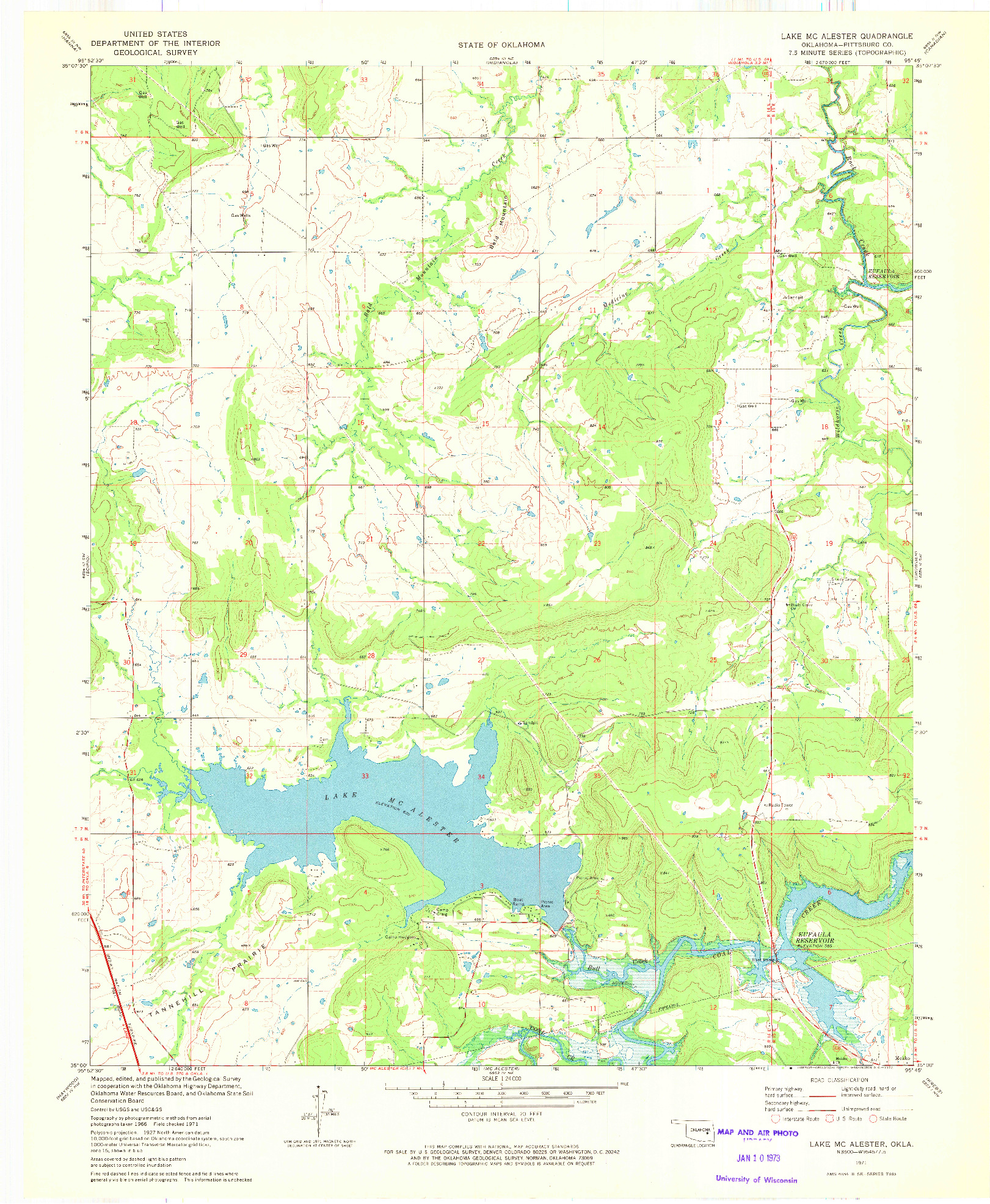 USGS 1:24000-SCALE QUADRANGLE FOR LAKE MC ALESTER, OK 1971