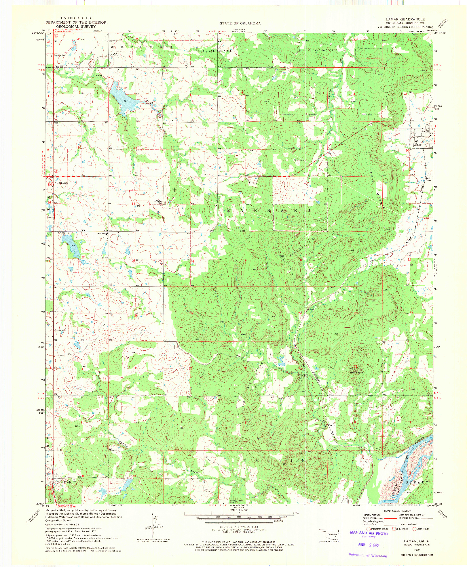 USGS 1:24000-SCALE QUADRANGLE FOR LAMAR, OK 1970