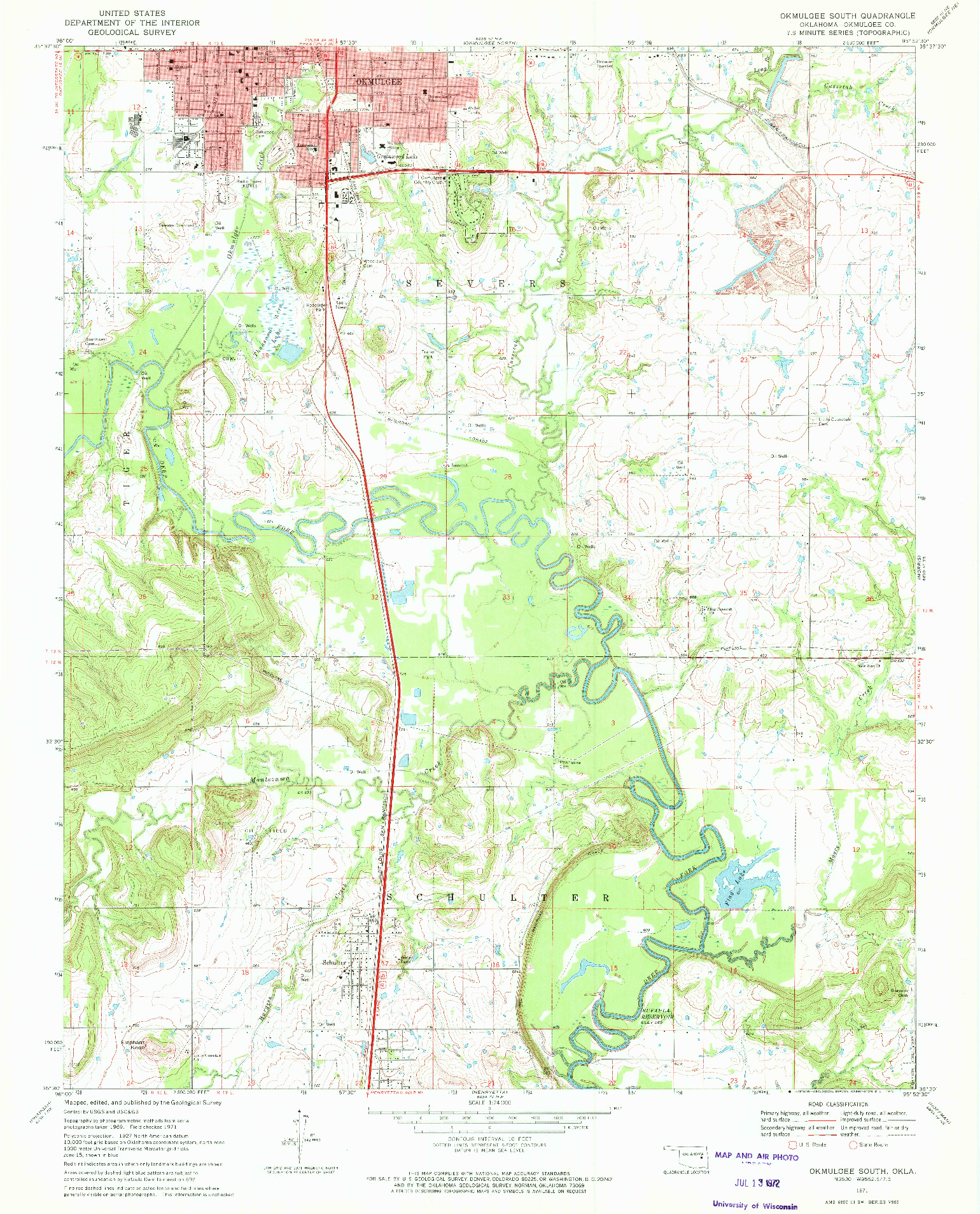 USGS 1:24000-SCALE QUADRANGLE FOR OKMULGEE SOUTH, OK 1971