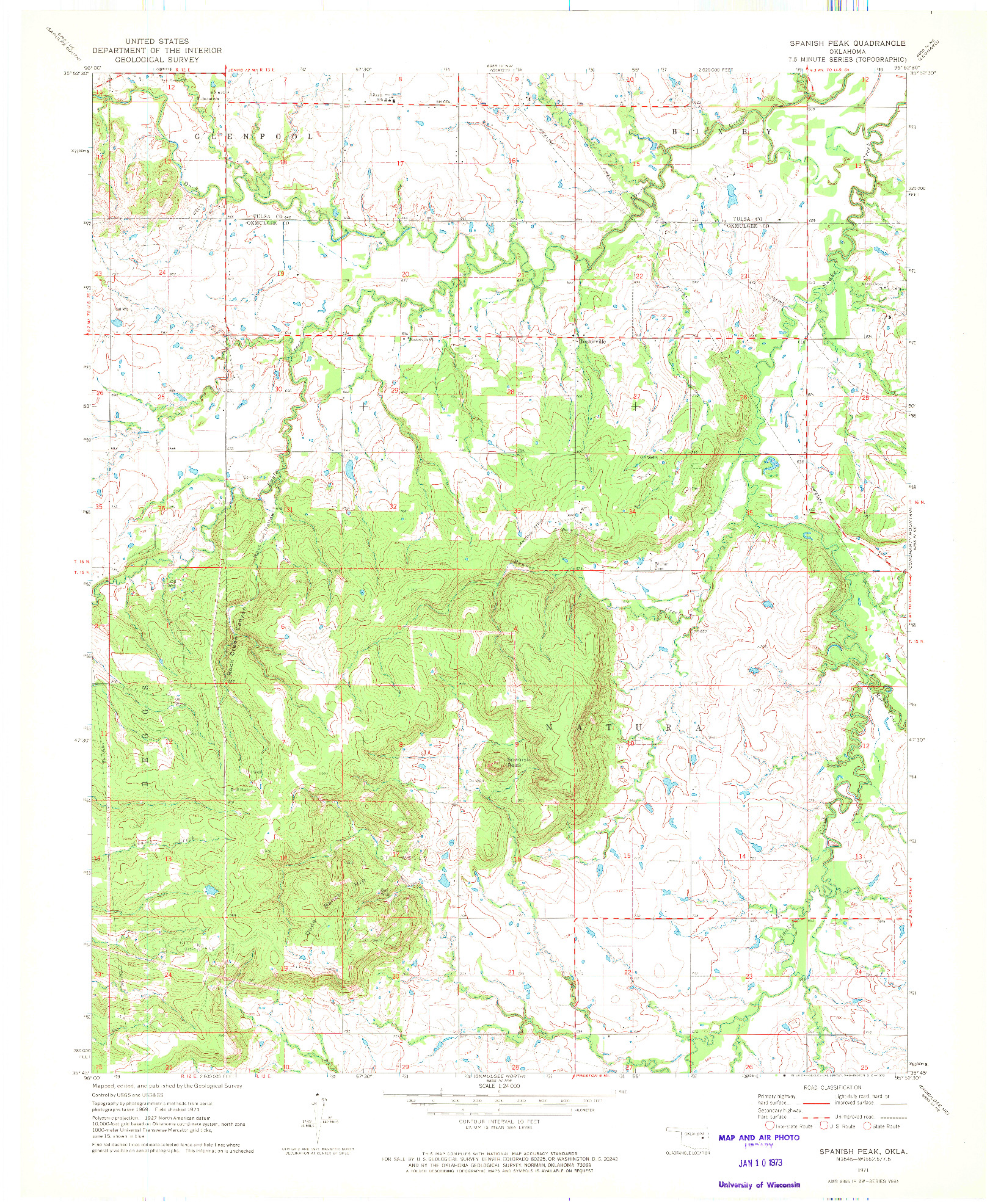 USGS 1:24000-SCALE QUADRANGLE FOR SPANISH PEAK, OK 1971