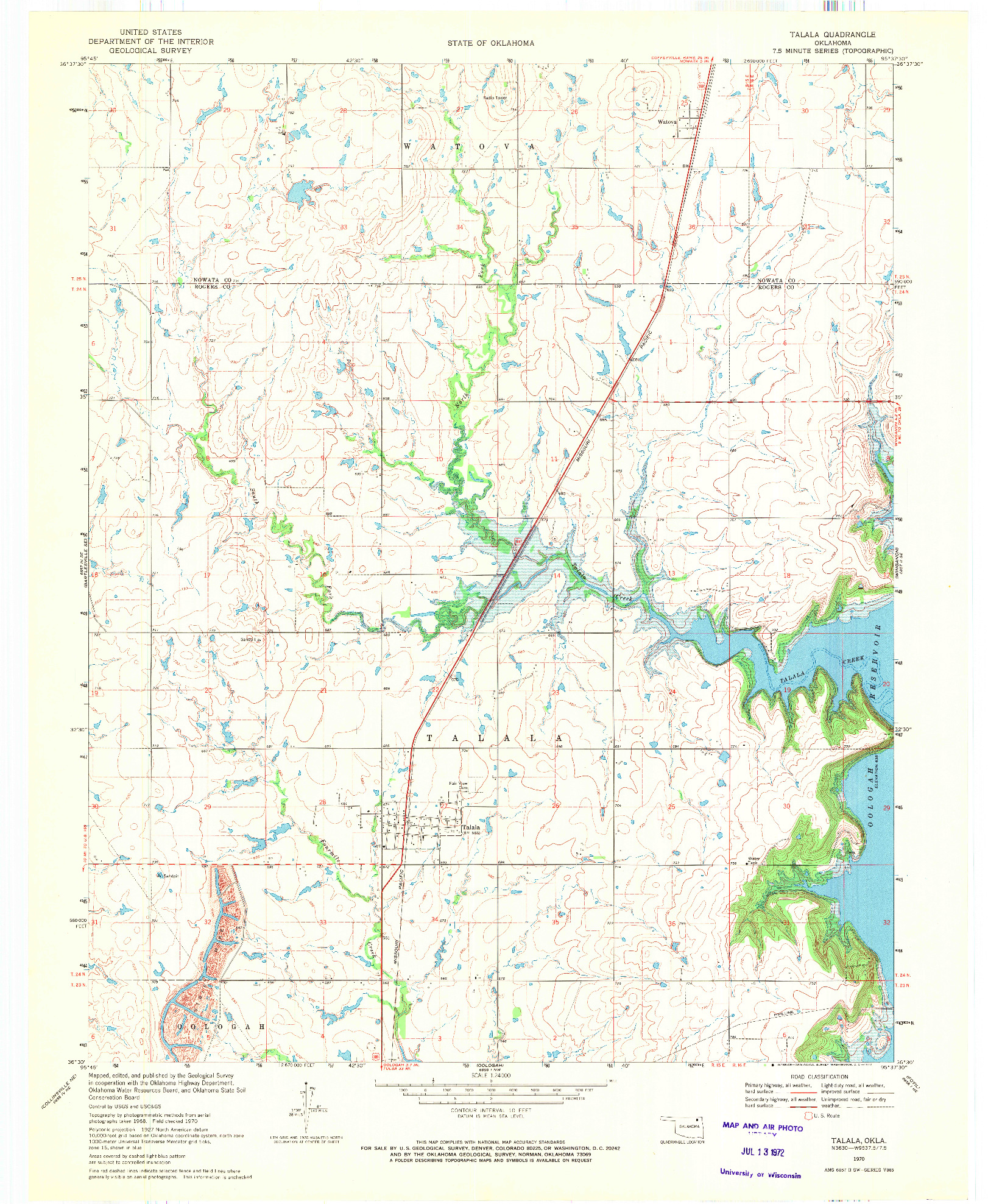 USGS 1:24000-SCALE QUADRANGLE FOR TALALA, OK 1970