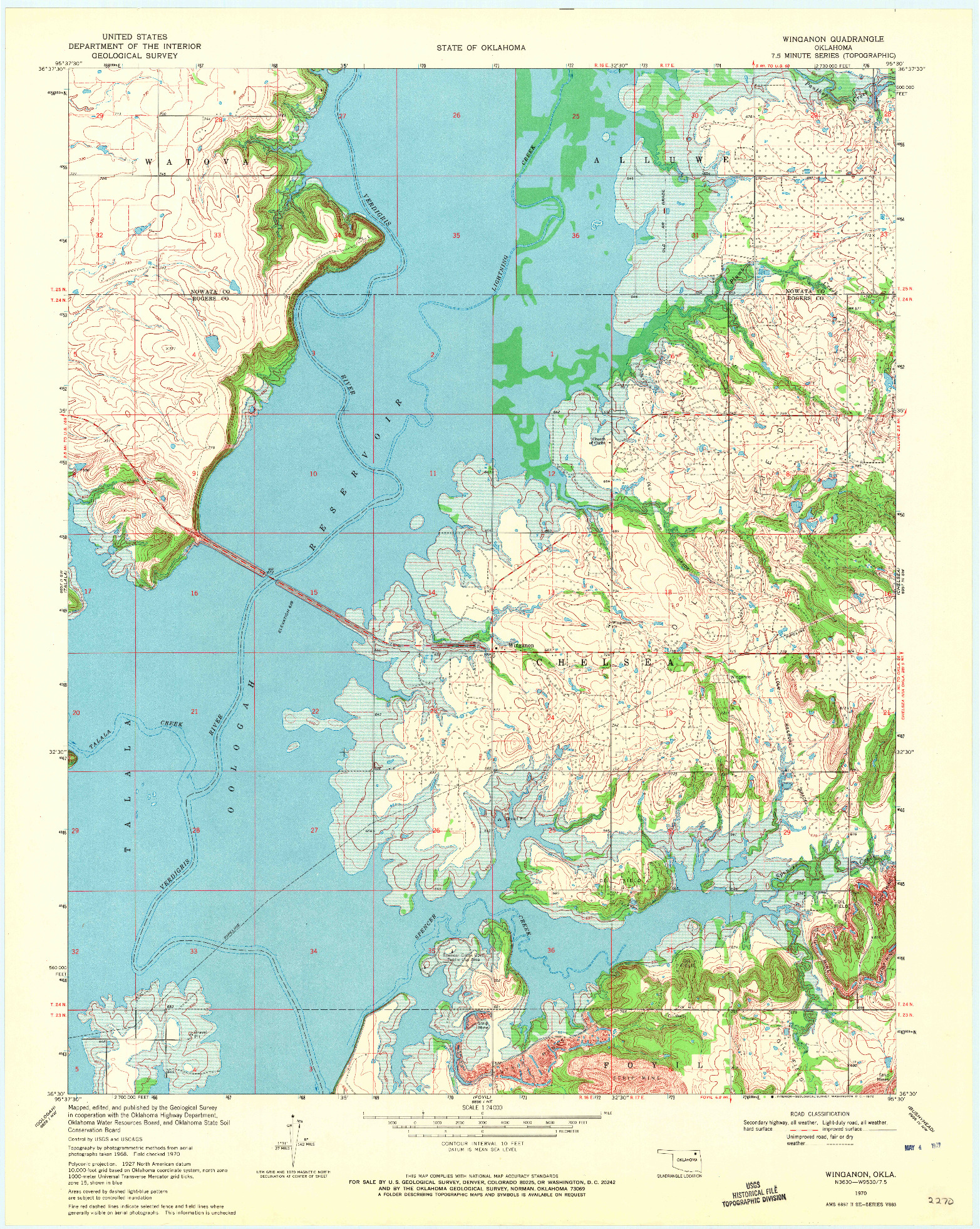 USGS 1:24000-SCALE QUADRANGLE FOR WINGANON, OK 1970