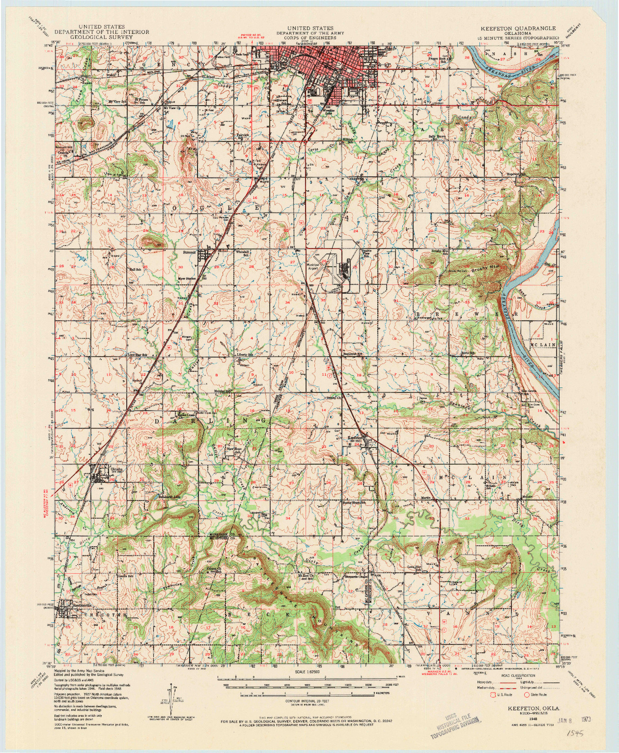 USGS 1:62500-SCALE QUADRANGLE FOR KEEFETON, OK 1948