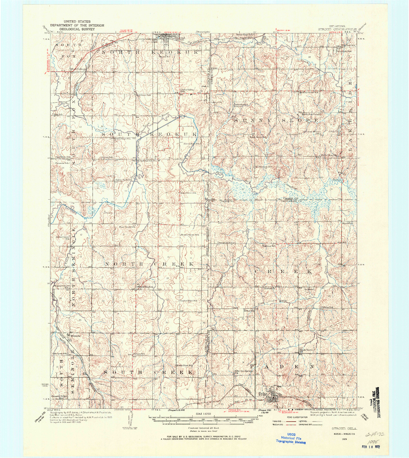 USGS 1:62500-SCALE QUADRANGLE FOR STROUD, OK 1929