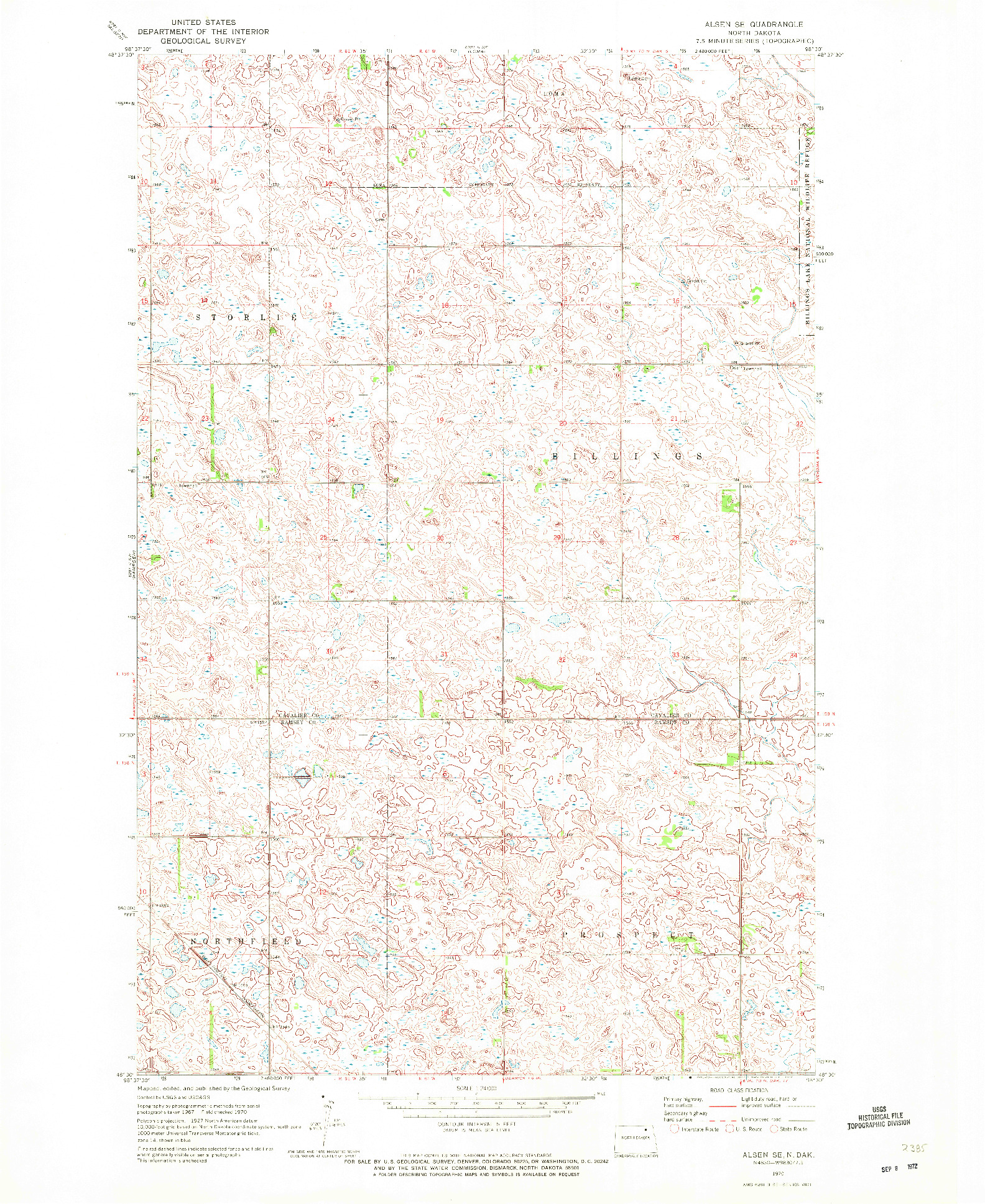 USGS 1:24000-SCALE QUADRANGLE FOR ALSEN SE, ND 1970