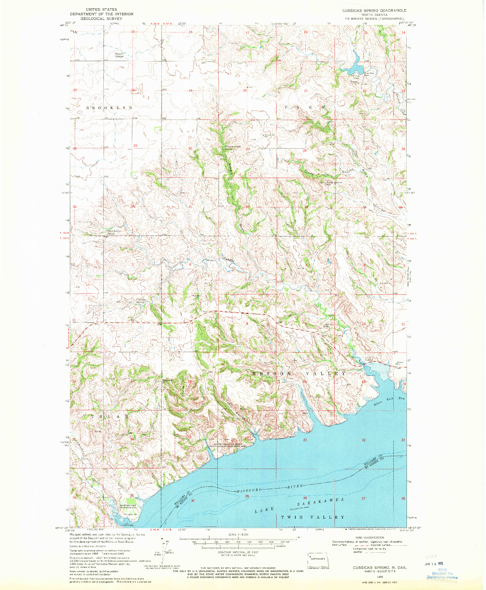 USGS 1:24000-SCALE QUADRANGLE FOR CUSSICKS SPRING, ND 1969