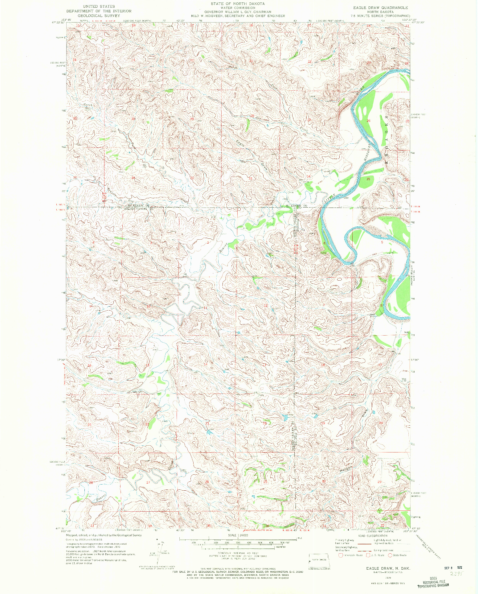 USGS 1:24000-SCALE QUADRANGLE FOR EAGLE DRAW, ND 1970