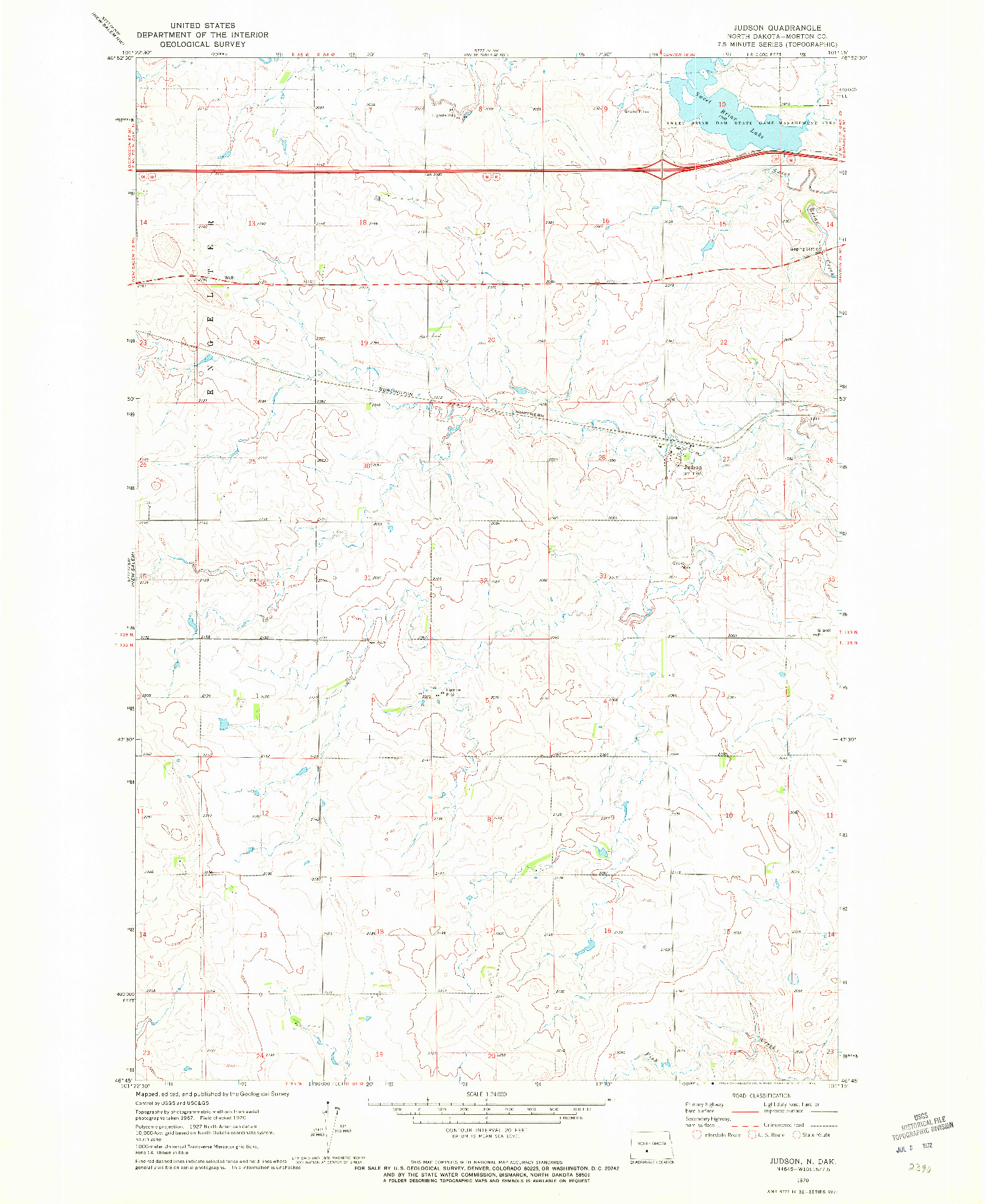 USGS 1:24000-SCALE QUADRANGLE FOR JUDSON, ND 1970
