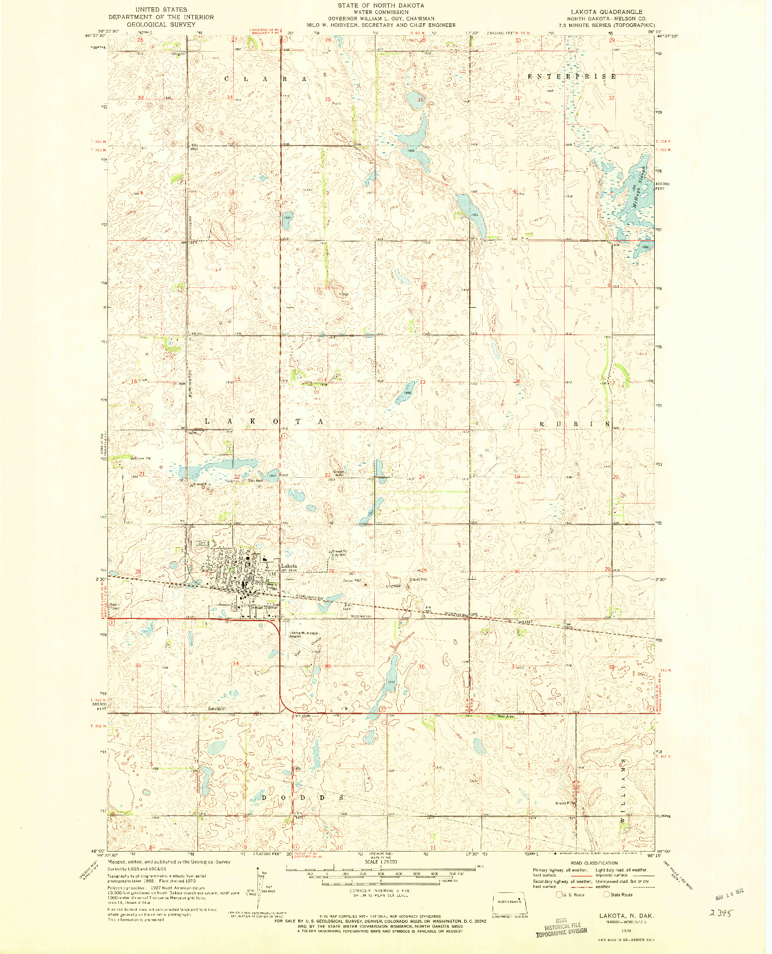 USGS 1:24000-SCALE QUADRANGLE FOR LAKOTA, ND 1970