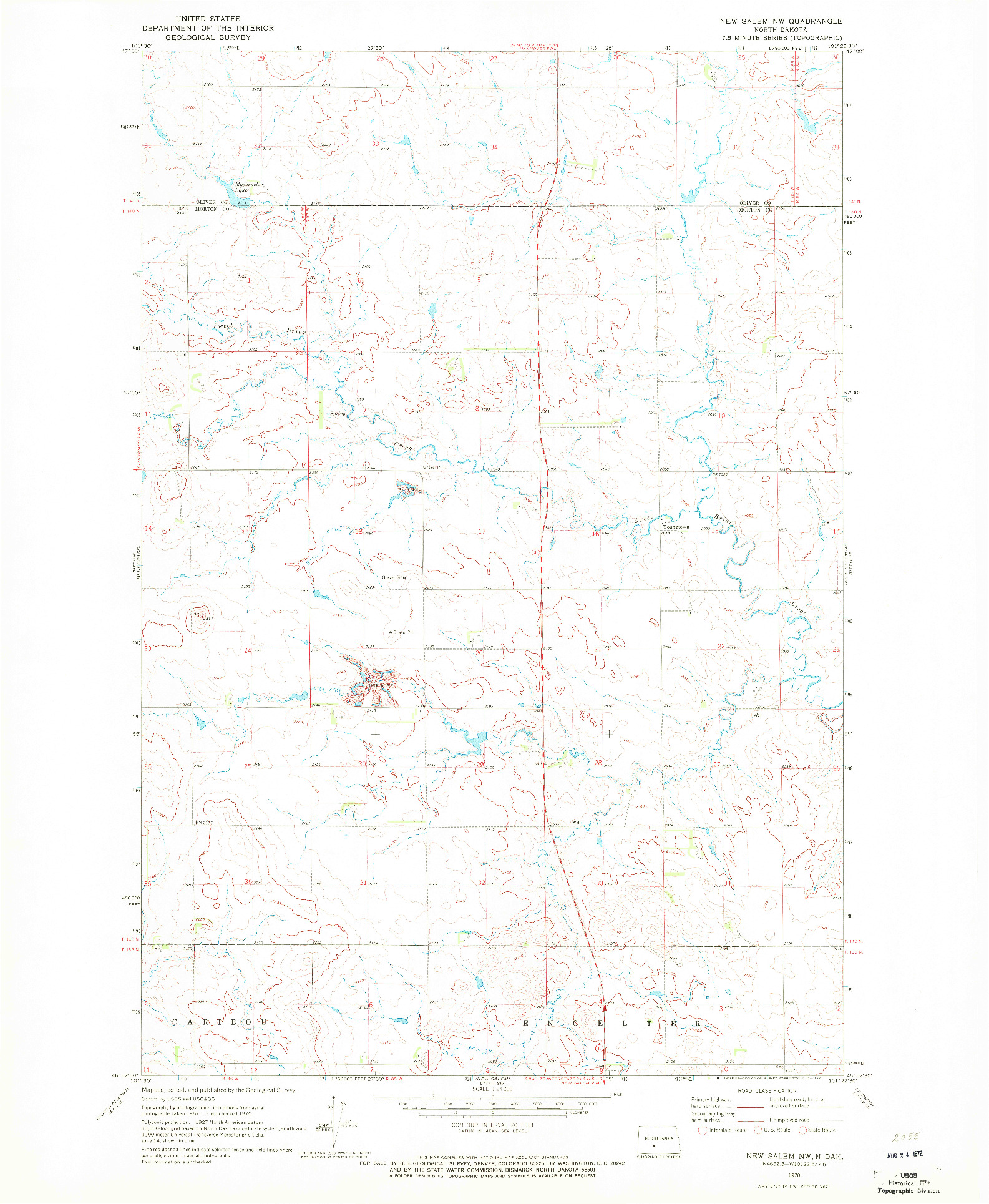 USGS 1:24000-SCALE QUADRANGLE FOR NEW SALEM NW, ND 1970