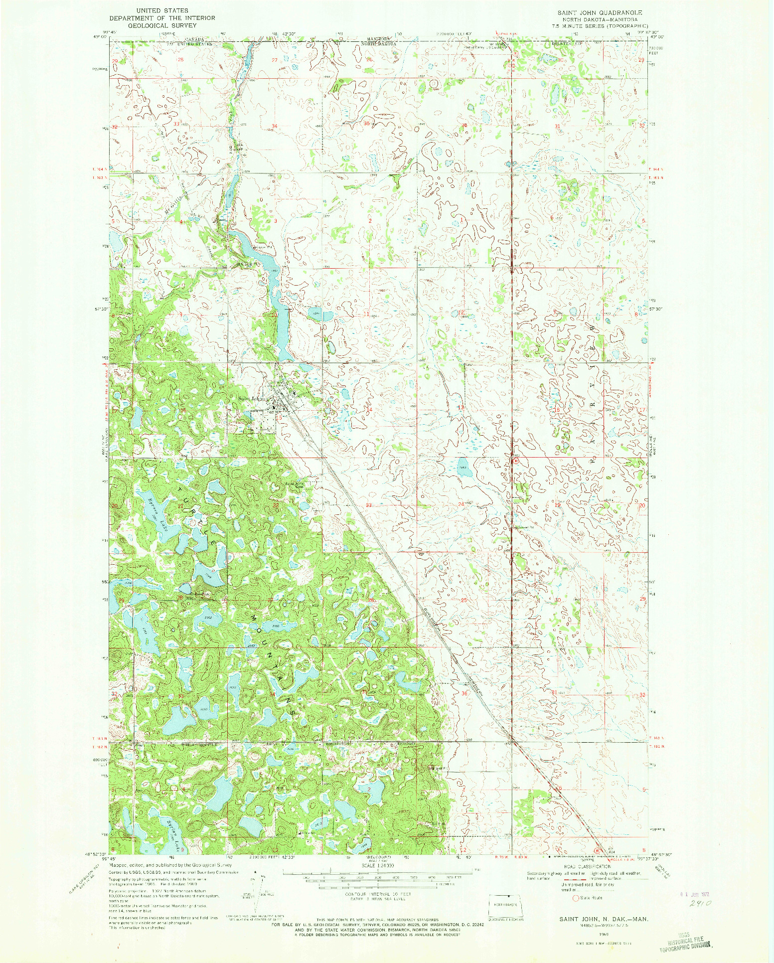 USGS 1:24000-SCALE QUADRANGLE FOR SAINT JOHN, ND 1969