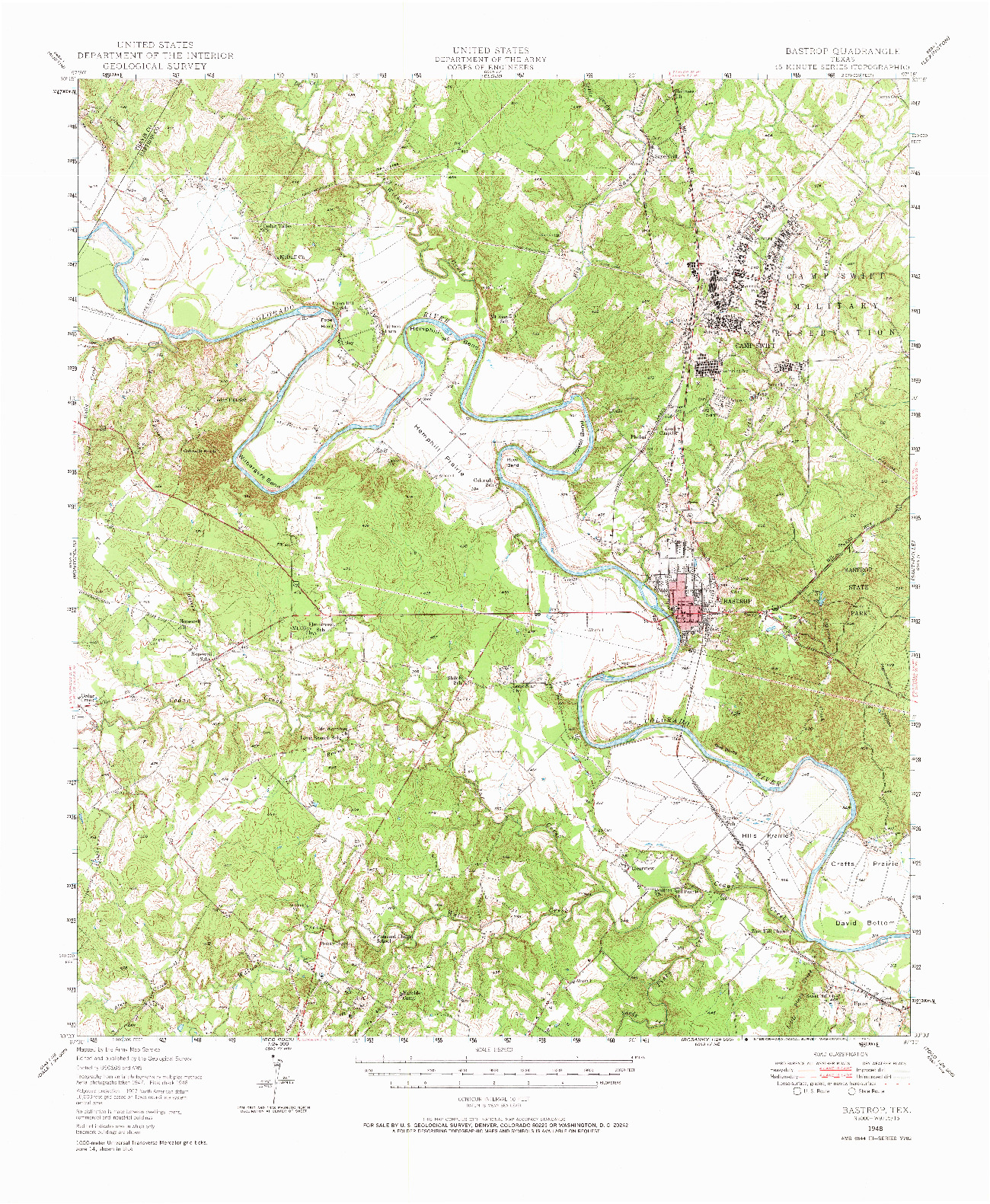 USGS 1:62500-SCALE QUADRANGLE FOR BASTROP, TX 1948