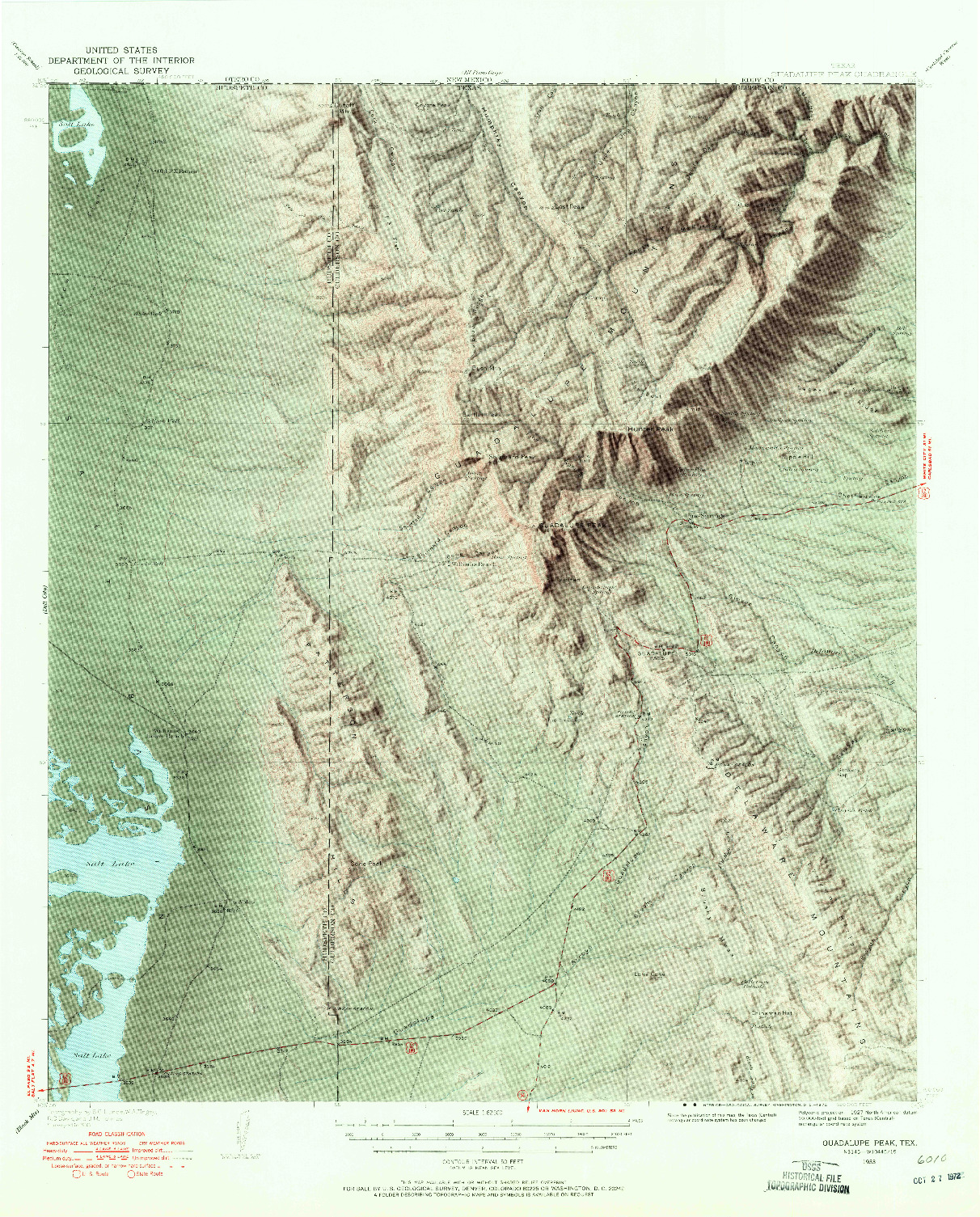 USGS 1:62500-SCALE QUADRANGLE FOR GUADALUPE PEAK, TX 1933