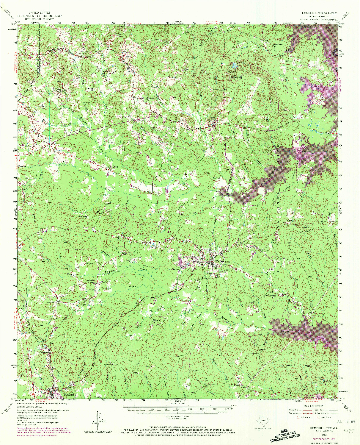 USGS 1:62500-SCALE QUADRANGLE FOR HEMPHILL, TX 1958