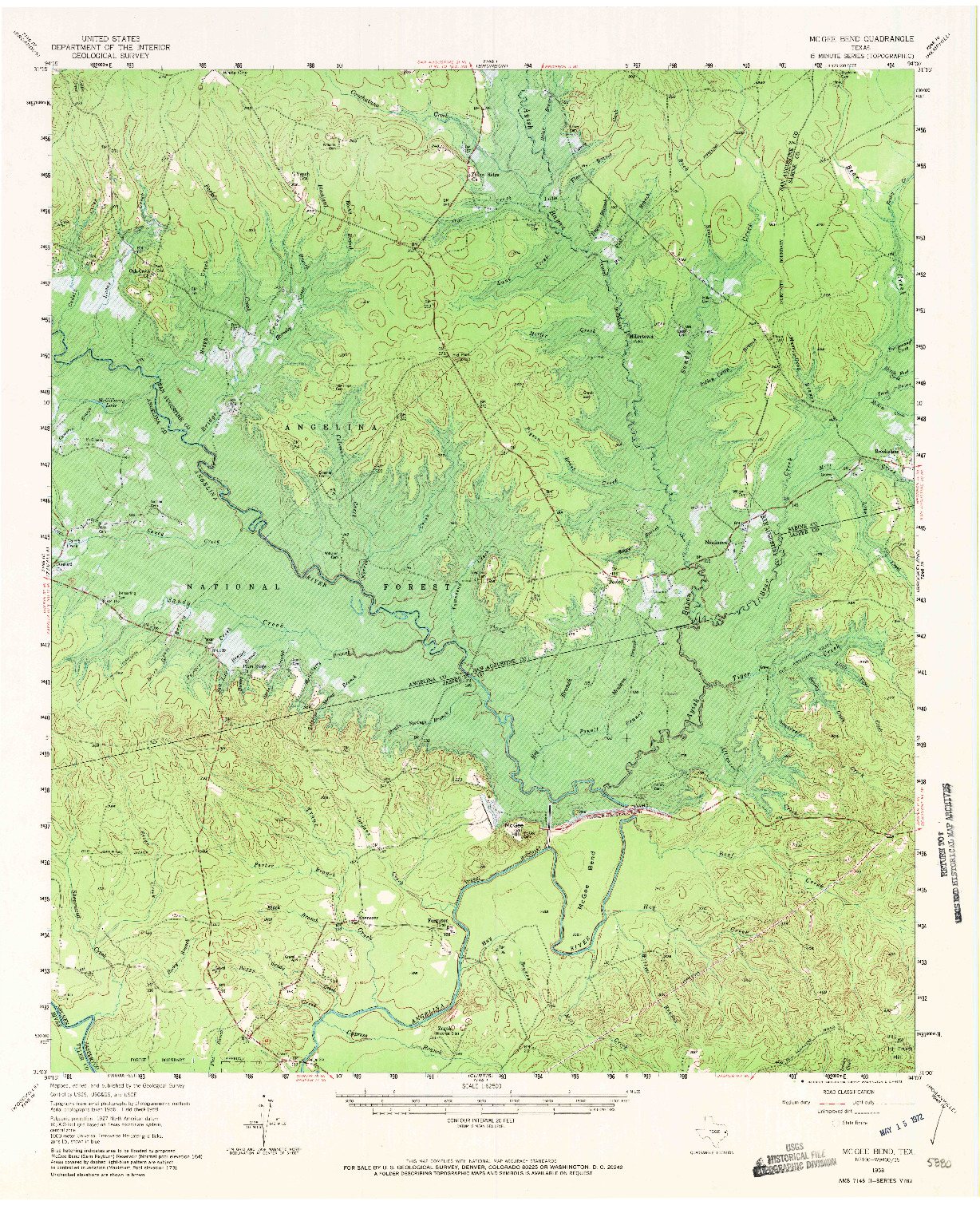 USGS 1:62500-SCALE QUADRANGLE FOR MC GEE BEND, TX 1958