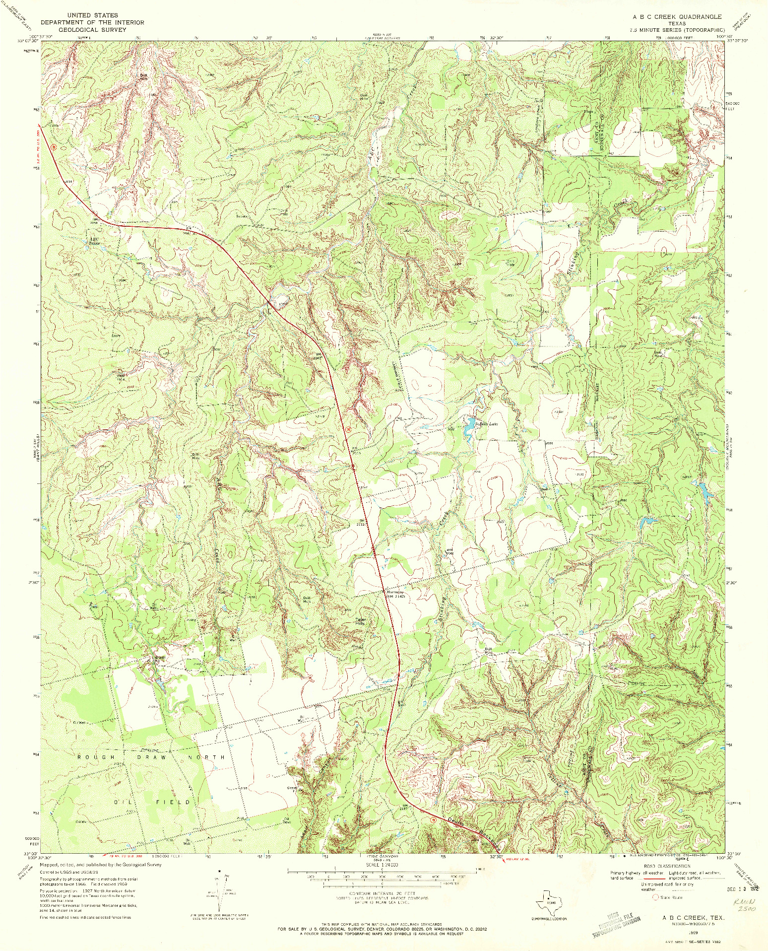 USGS 1:24000-SCALE QUADRANGLE FOR A B C CREEK, TX 1969