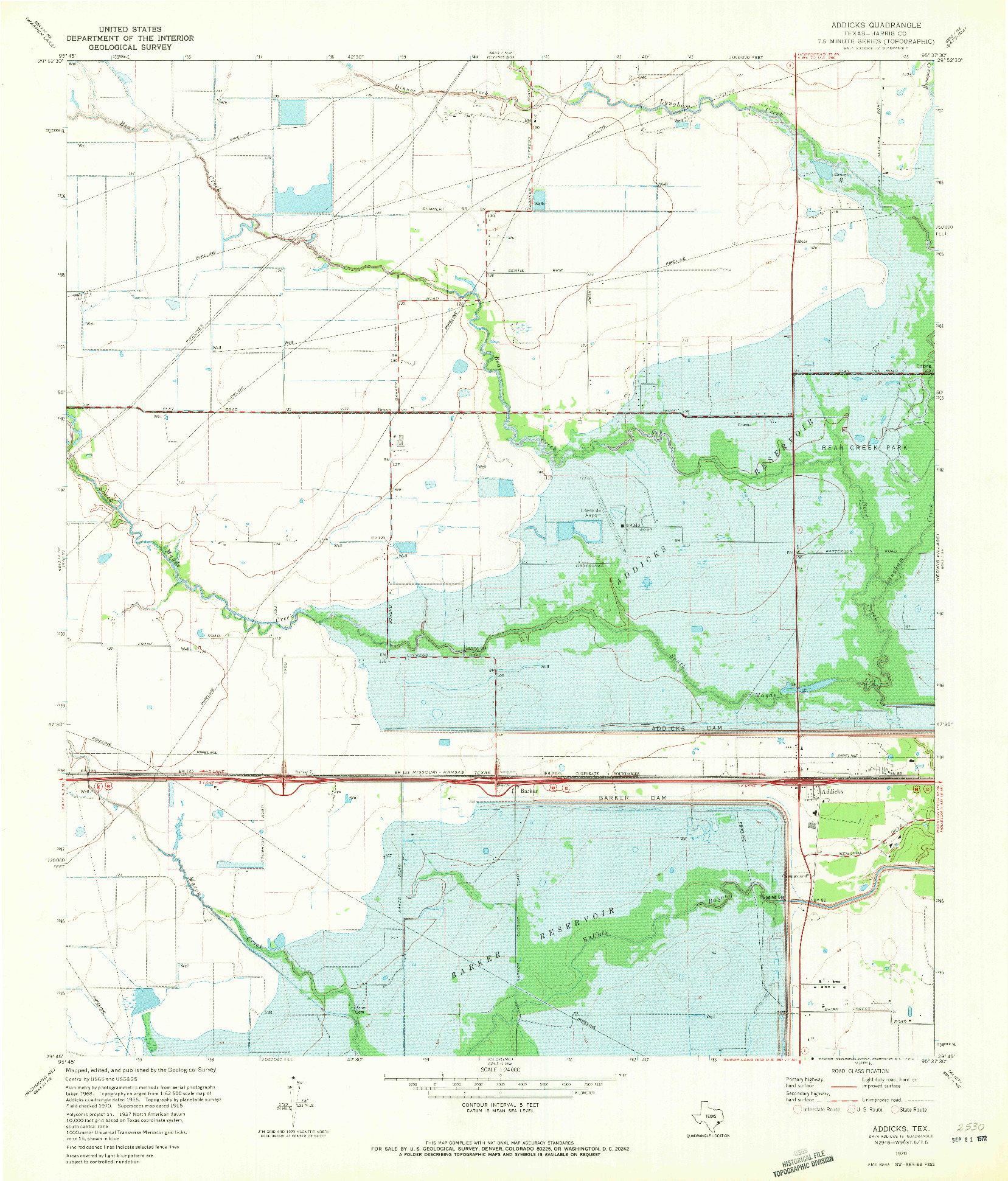 USGS 1:24000-SCALE QUADRANGLE FOR ADDICKS, TX 1970