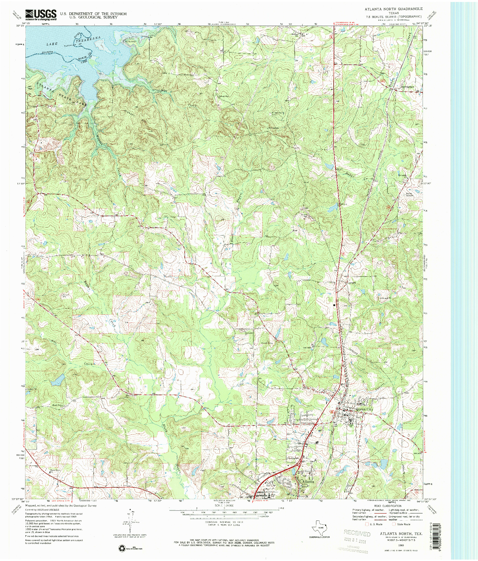 USGS 1:24000-SCALE QUADRANGLE FOR ATLANTA NORTH, TX 1969
