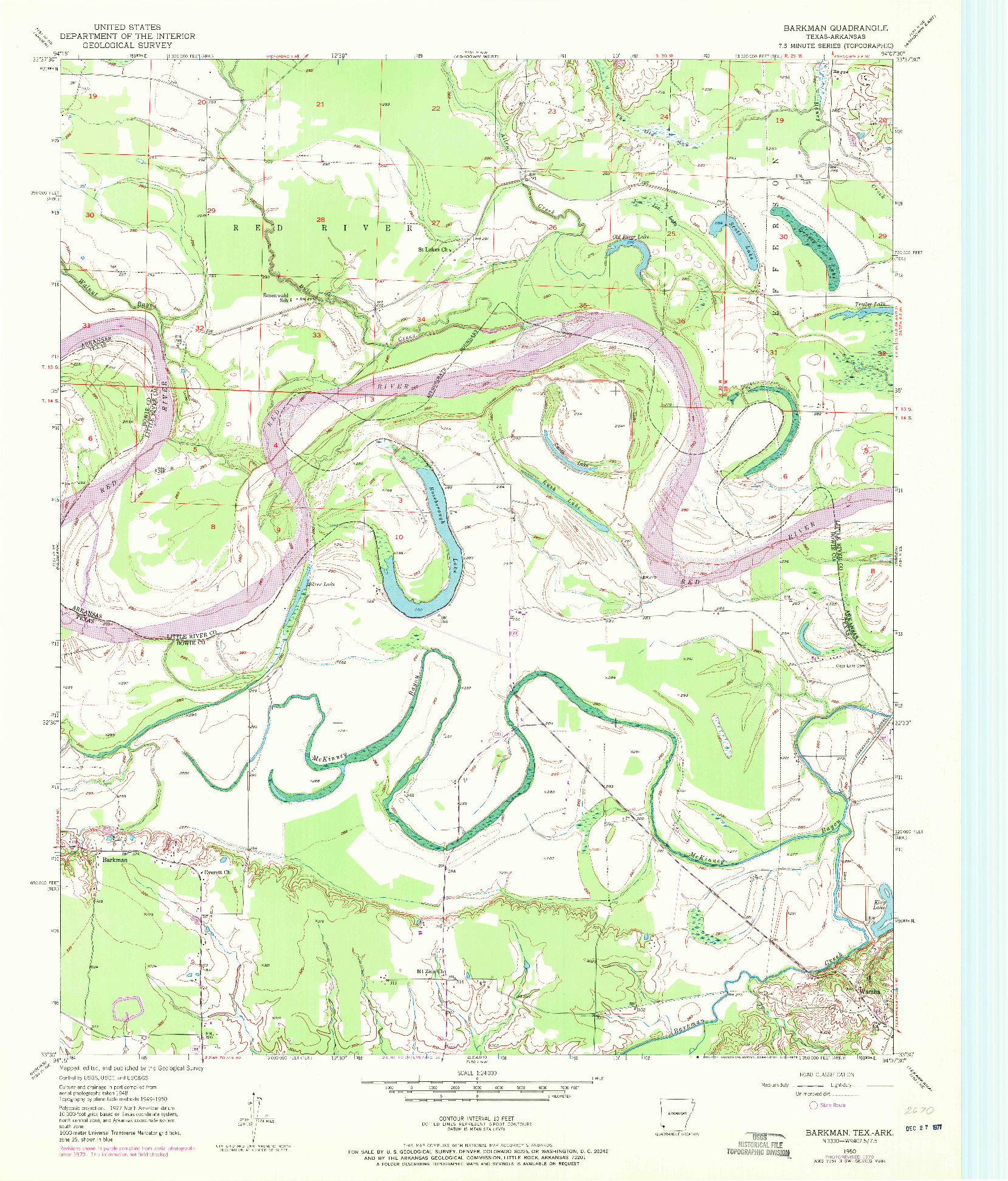 USGS 1:24000-SCALE QUADRANGLE FOR BARKMAN, TX 1950