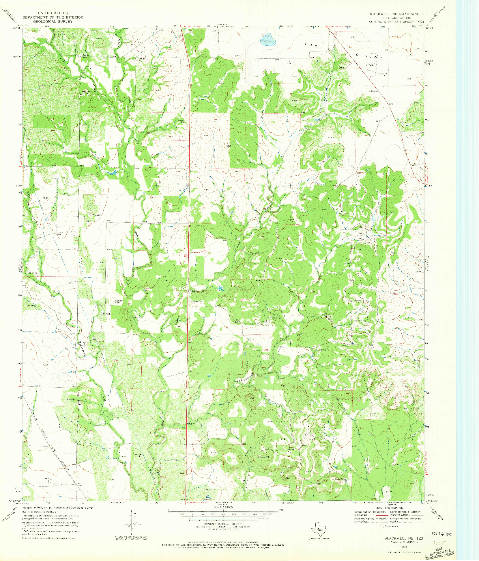 USGS 1:24000-SCALE QUADRANGLE FOR BLACKWELL NE, TX 1969