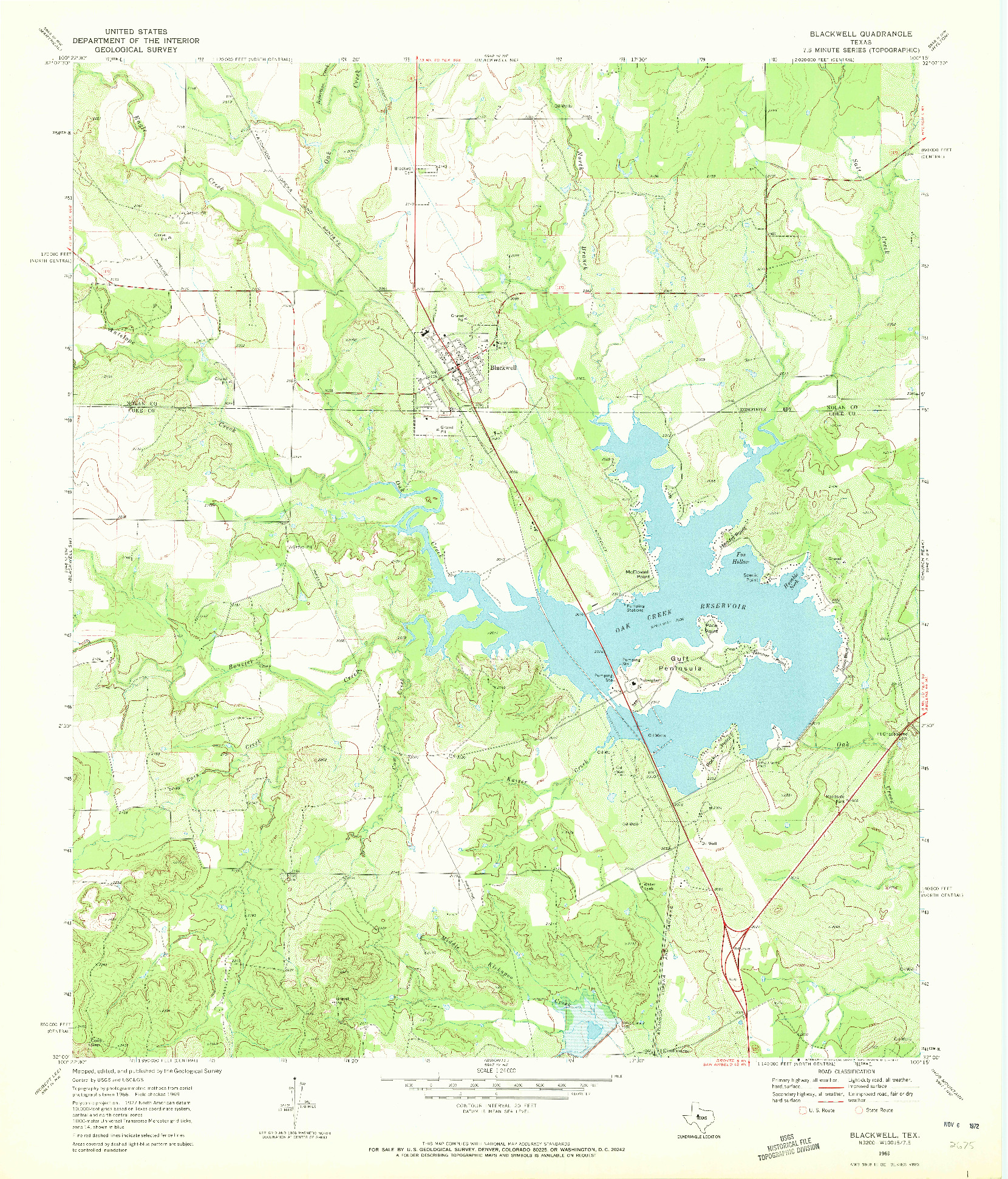 USGS 1:24000-SCALE QUADRANGLE FOR BLACKWELL, TX 1969