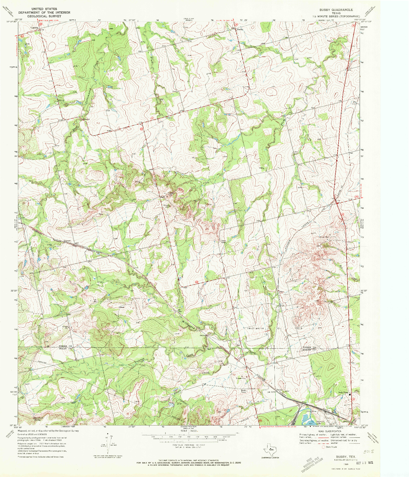 USGS 1:24000-SCALE QUADRANGLE FOR BUSBY, TX 1969